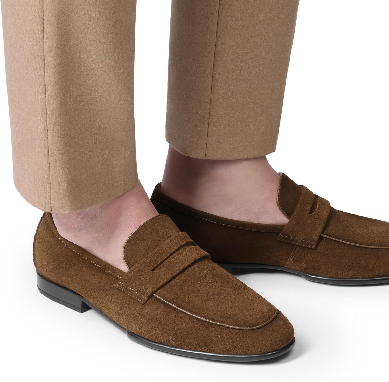 image:imageBruno Marc Mens Classic Penny Loafers Leather Suede Dress Shoes Comfort Lightweight Slipon Shoe Solace ReserveTan