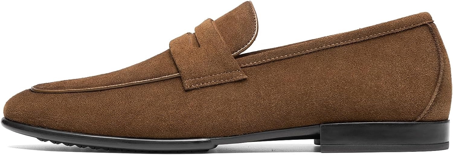 image:imageBruno Marc Mens Classic Penny Loafers Leather Suede Dress Shoes Comfort Lightweight Slipon Shoe Solace ReserveTan