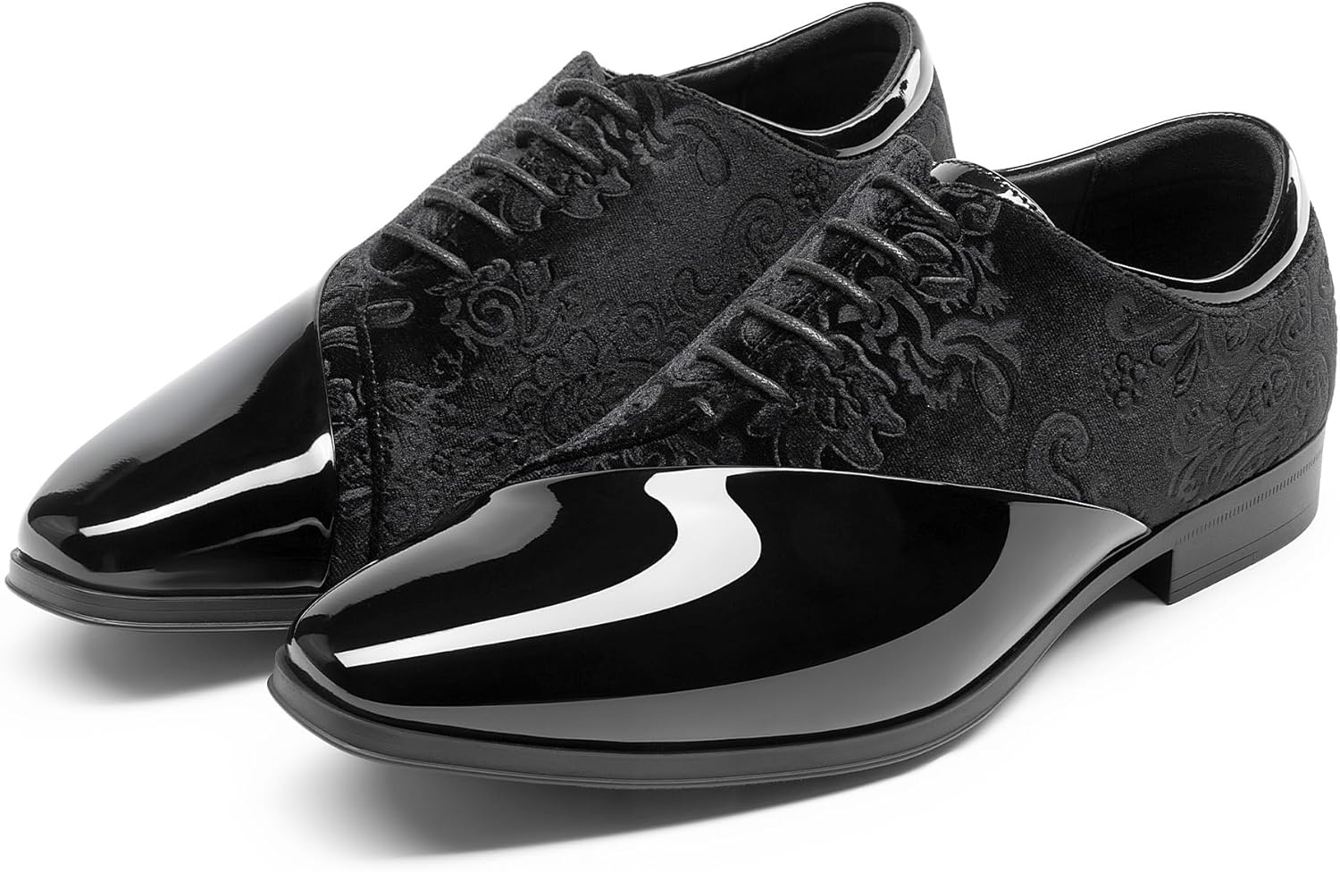 image:imageBruno Marc Mens Dress Tuxedo Shoes Classic Patent Velvet Laceup Formal Caden OxfordBlack
