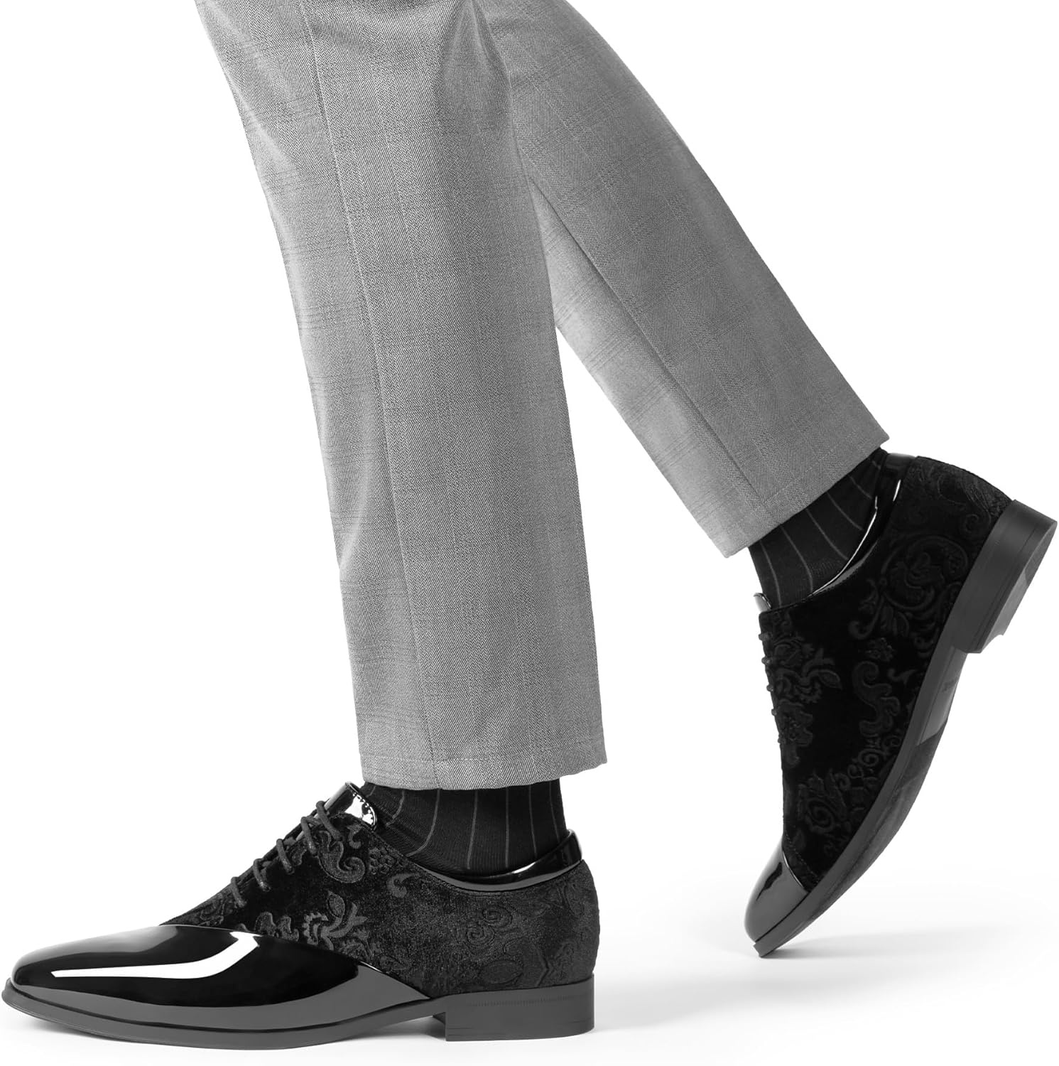 image:imageBruno Marc Mens Dress Tuxedo Shoes Classic Patent Velvet Laceup Formal Caden OxfordBlack