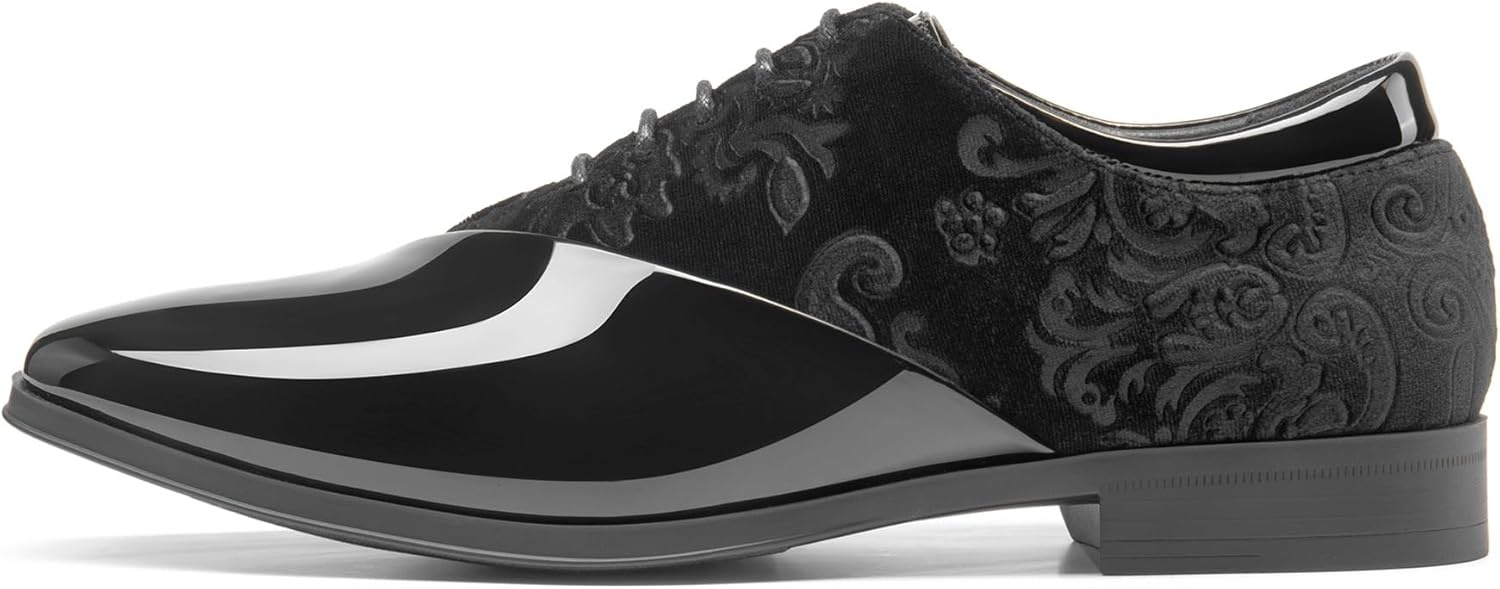 image:imageBruno Marc Mens Dress Tuxedo Shoes Classic Patent Velvet Laceup Formal Caden OxfordBlack