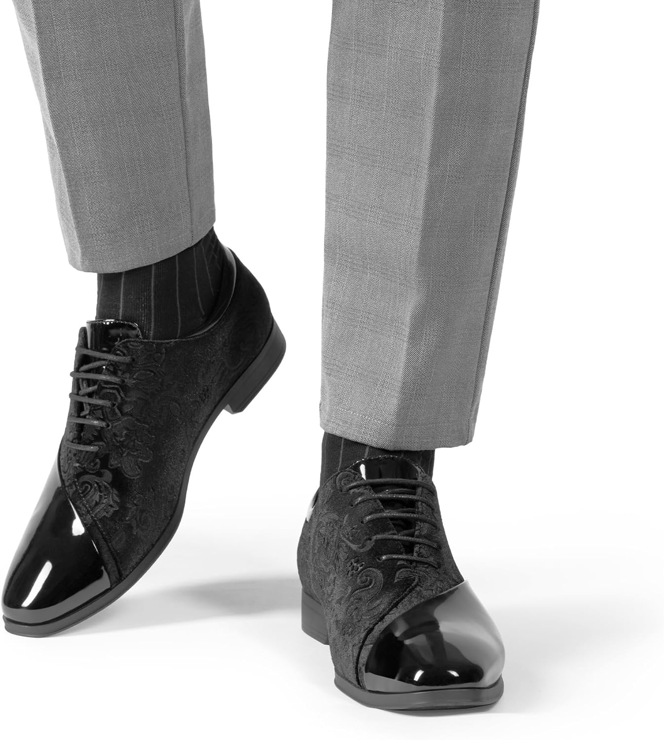 image:imageBruno Marc Mens Dress Tuxedo Shoes Classic Patent Velvet Laceup Formal Caden OxfordBlack