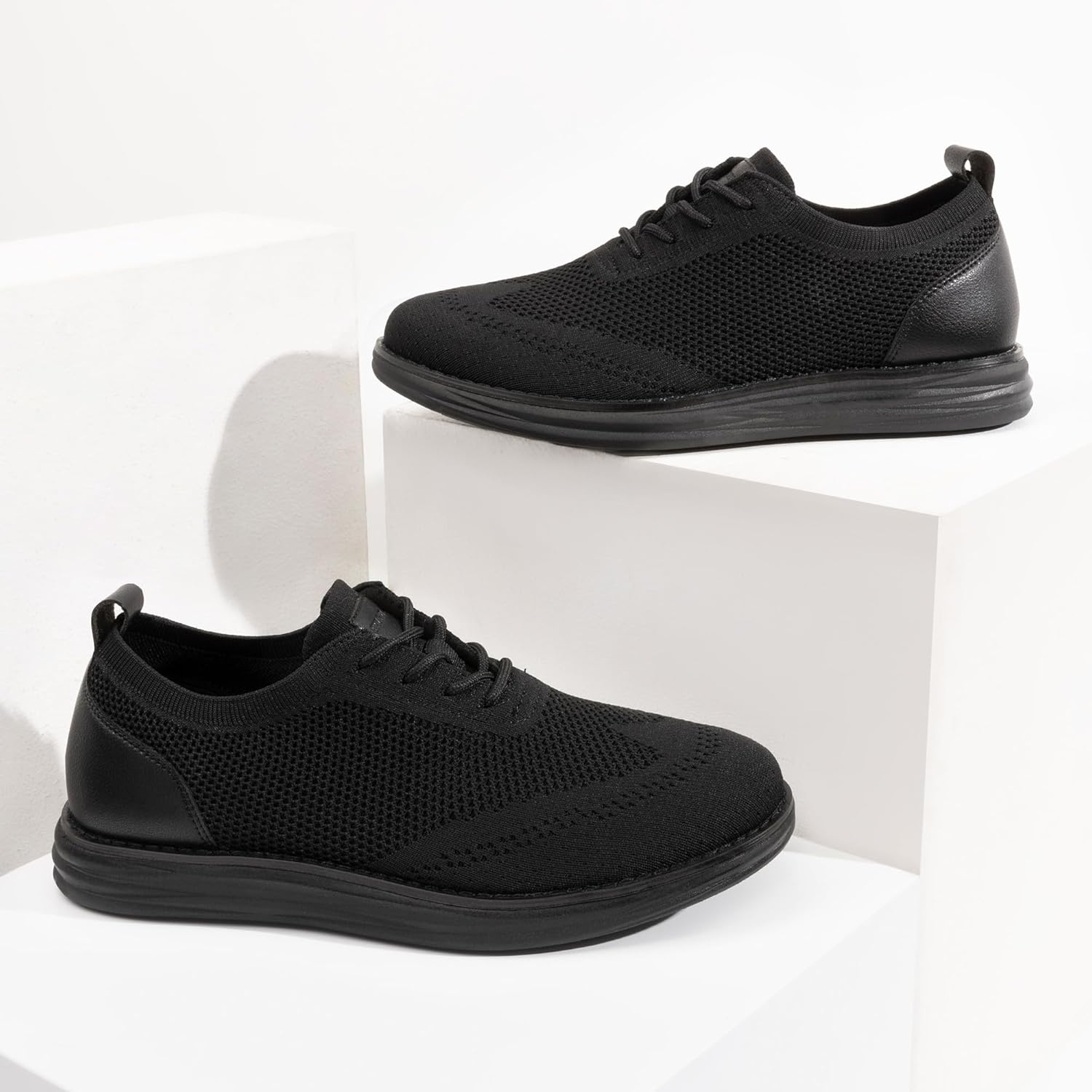 image:imageBruno Marc Mens Grand02 KnitFlex Lightweight Walking ShoesBlack Monochrome