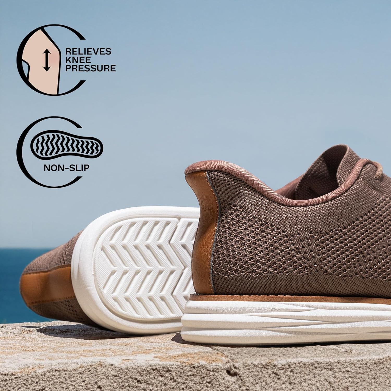 image:imageBruno Marc Mens Hands Free Slip On Casual Dress Shoes Mesh Sneakers Breathable Lightweight Comfortable Walking ShoesLight Brown