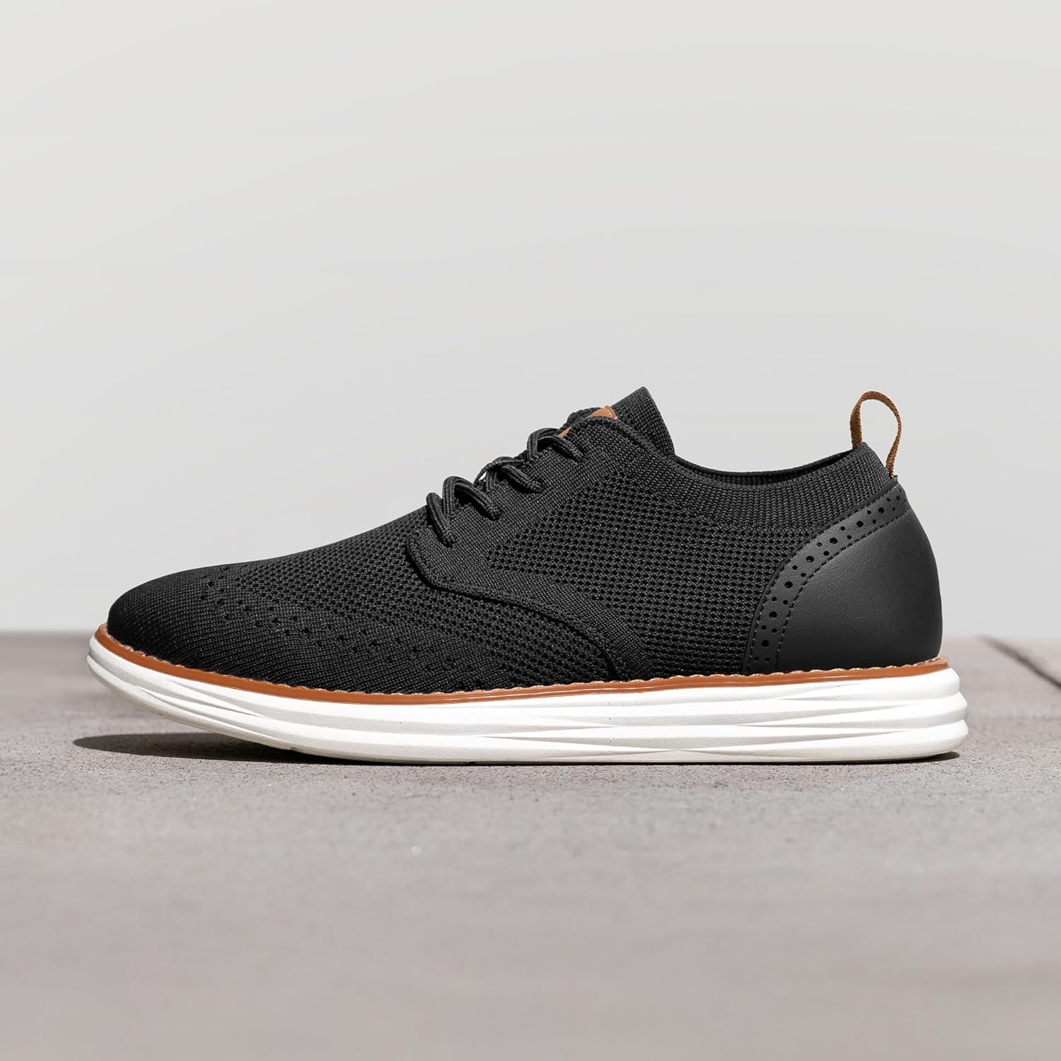 image:imageBruno Marc Mens KnitFlex Craft Mesh Oxfords Sneakers Casual Dress LaceUp Lightweight Walking Shoes6black