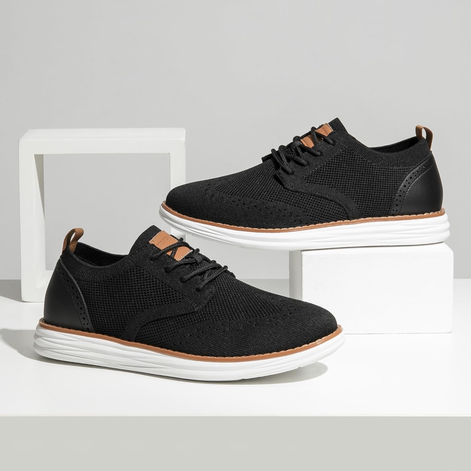 image:imageBruno Marc Mens KnitFlex Craft Mesh Oxfords Sneakers Casual Dress LaceUp Lightweight Walking Shoes6black
