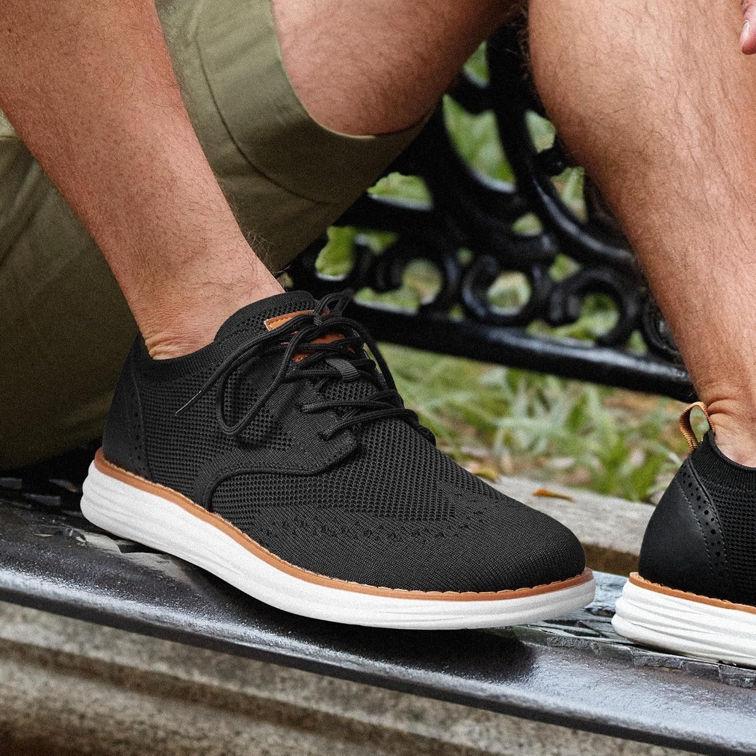 image:imageBruno Marc Mens KnitFlex Craft Mesh Oxfords Sneakers Casual Dress LaceUp Lightweight Walking Shoes6black