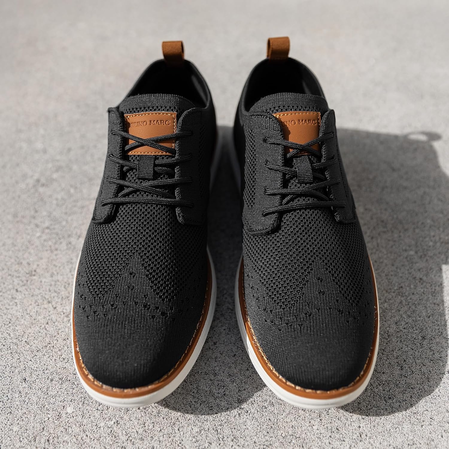 image:imageBruno Marc Mens KnitFlex Craft Mesh Oxfords Sneakers Casual Dress LaceUp Lightweight Walking Shoes6black