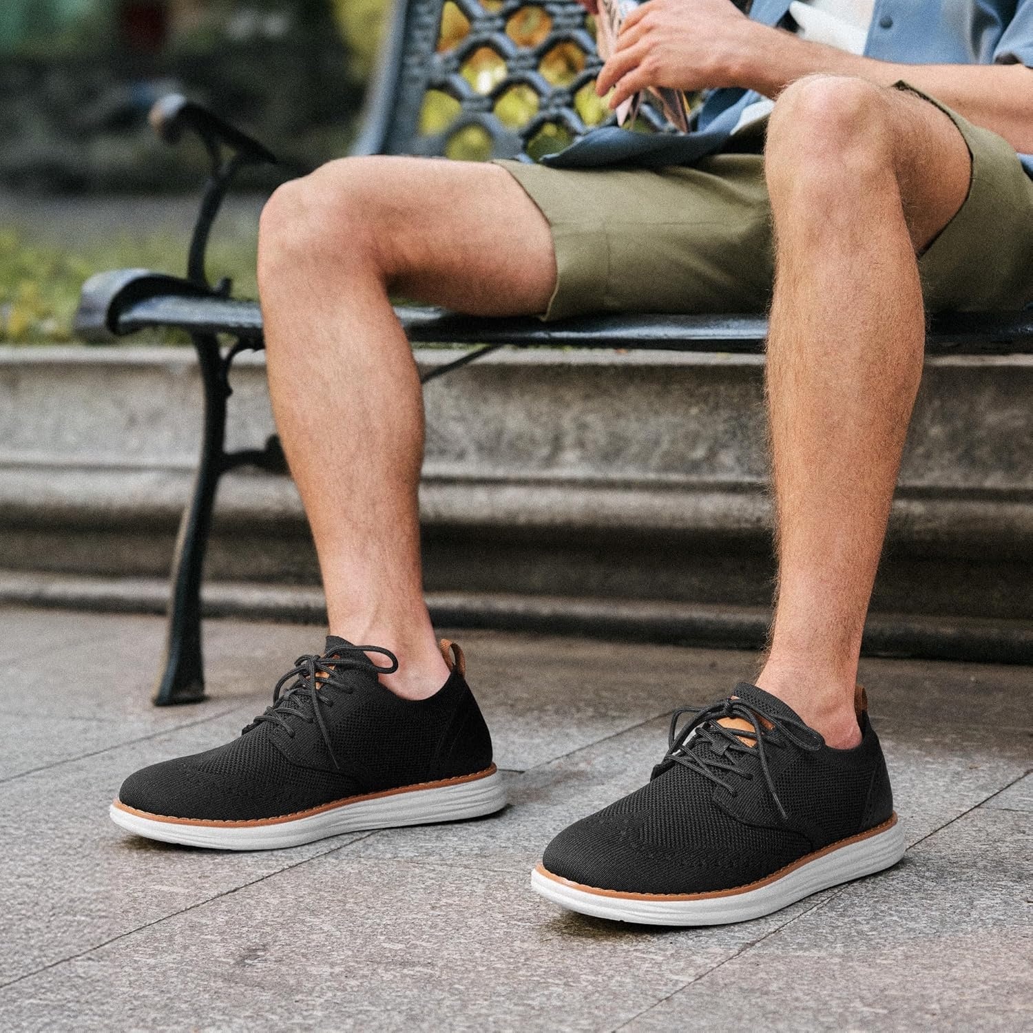 image:imageBruno Marc Mens KnitFlex Craft Mesh Oxfords Sneakers Casual Dress LaceUp Lightweight Walking Shoes6black