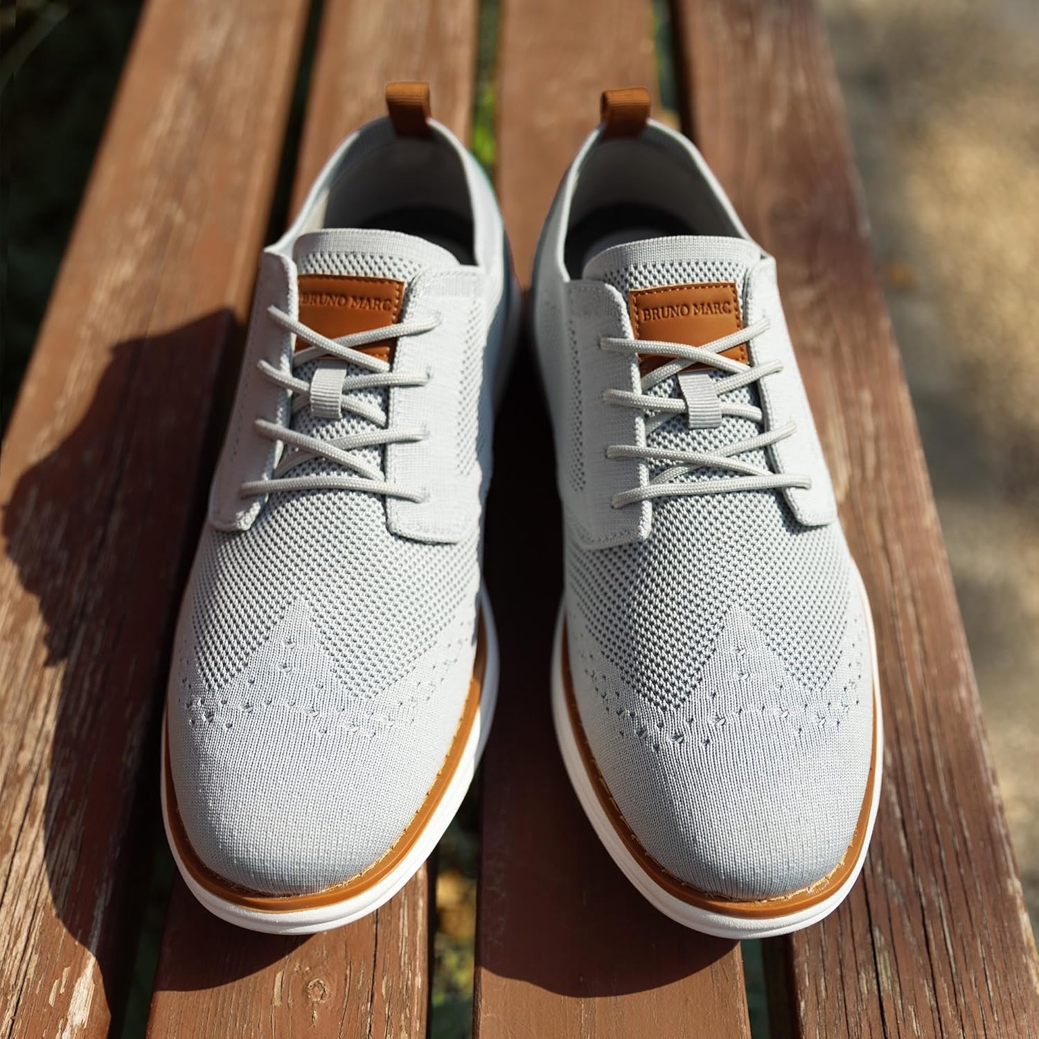 image:imageBruno Marc Mens KnitFlex Craft Mesh Oxfords Sneakers Casual Dress LaceUp Lightweight Walking Shoes6grey