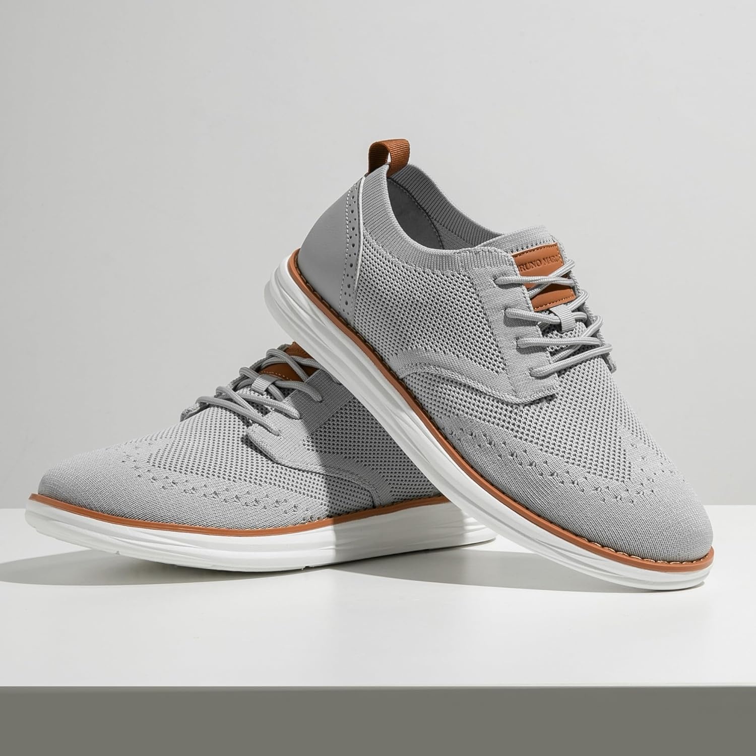 image:imageBruno Marc Mens KnitFlex Craft Mesh Oxfords Sneakers Casual Dress LaceUp Lightweight Walking Shoes6grey