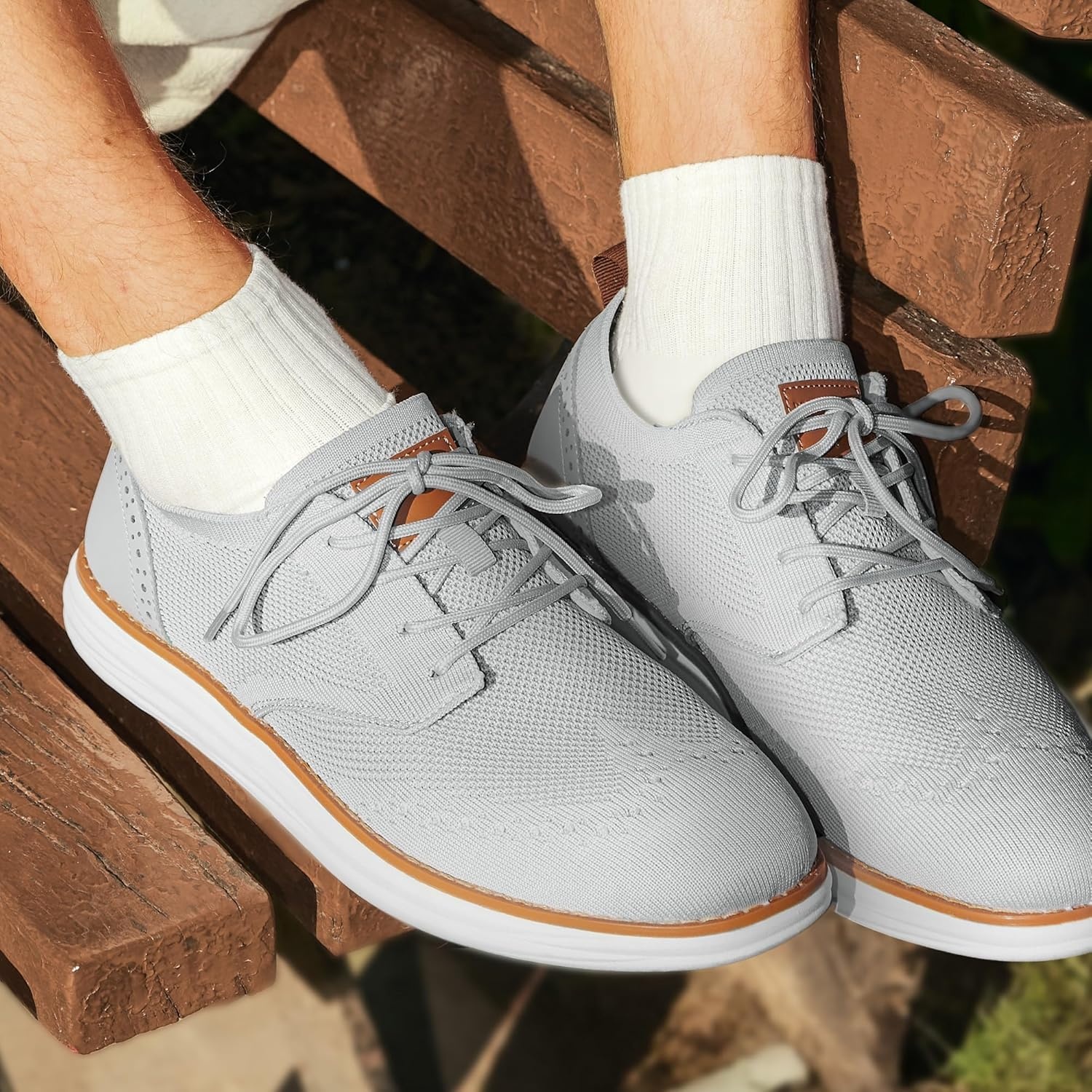image:imageBruno Marc Mens KnitFlex Craft Mesh Oxfords Sneakers Casual Dress LaceUp Lightweight Walking Shoes6grey