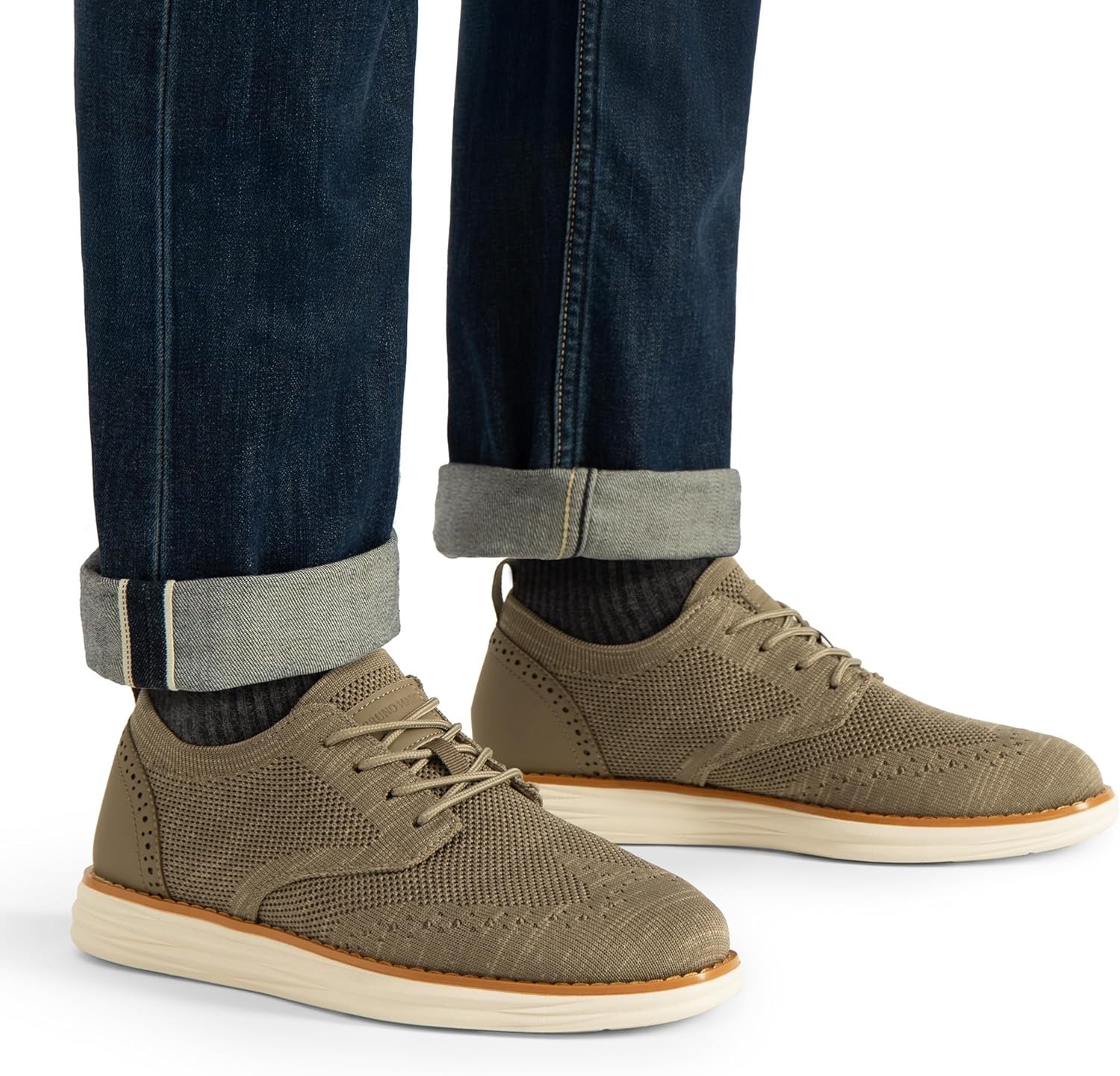 image:imageBruno Marc Mens KnitFlex Craft Mesh Oxfords Sneakers Casual Dress LaceUp Lightweight Walking Shoes6khaki
