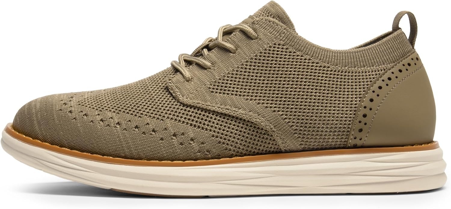 image:imageBruno Marc Mens KnitFlex Craft Mesh Oxfords Sneakers Casual Dress LaceUp Lightweight Walking Shoes6khaki