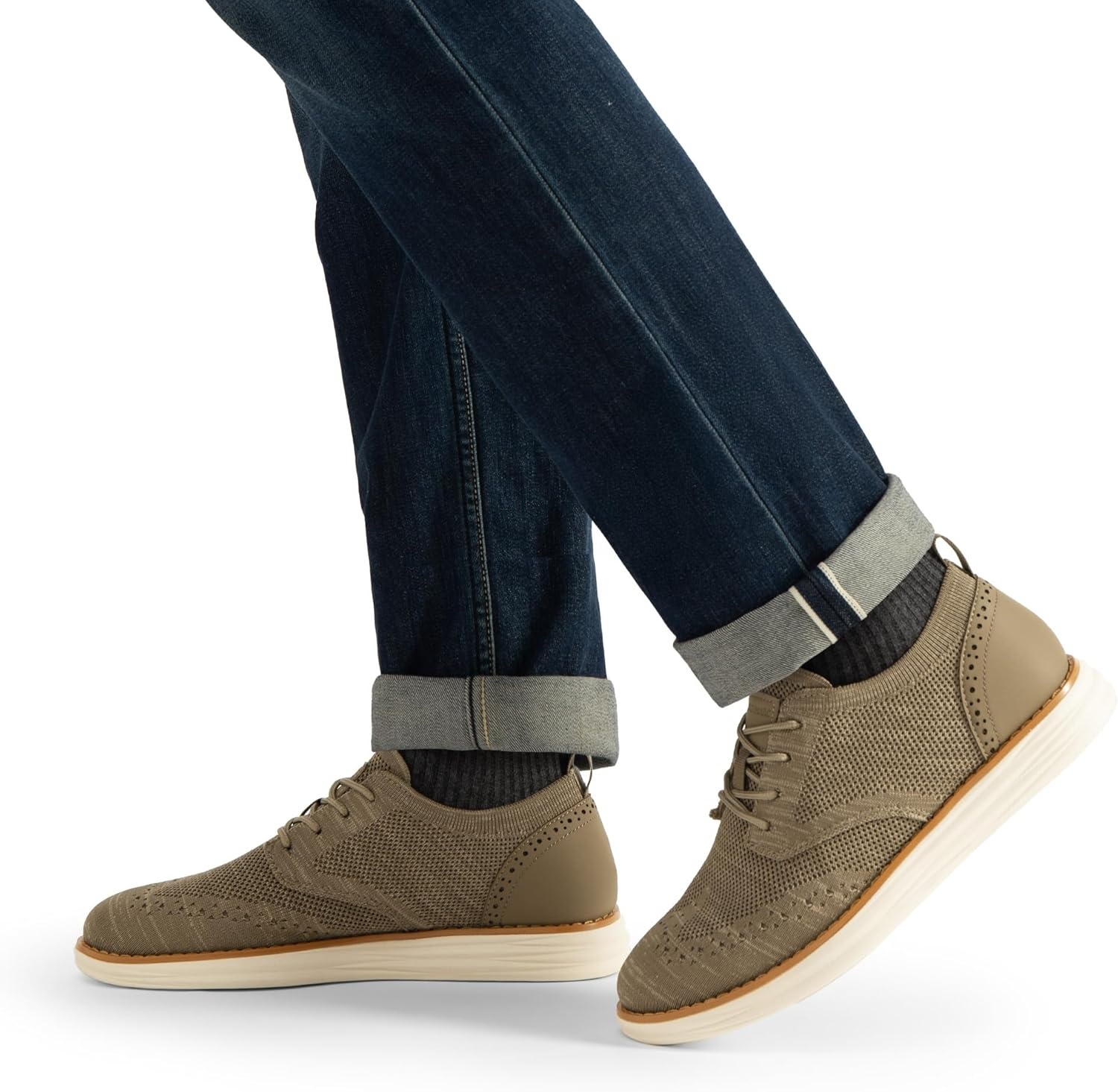 image:imageBruno Marc Mens KnitFlex Craft Mesh Oxfords Sneakers Casual Dress LaceUp Lightweight Walking Shoes6khaki
