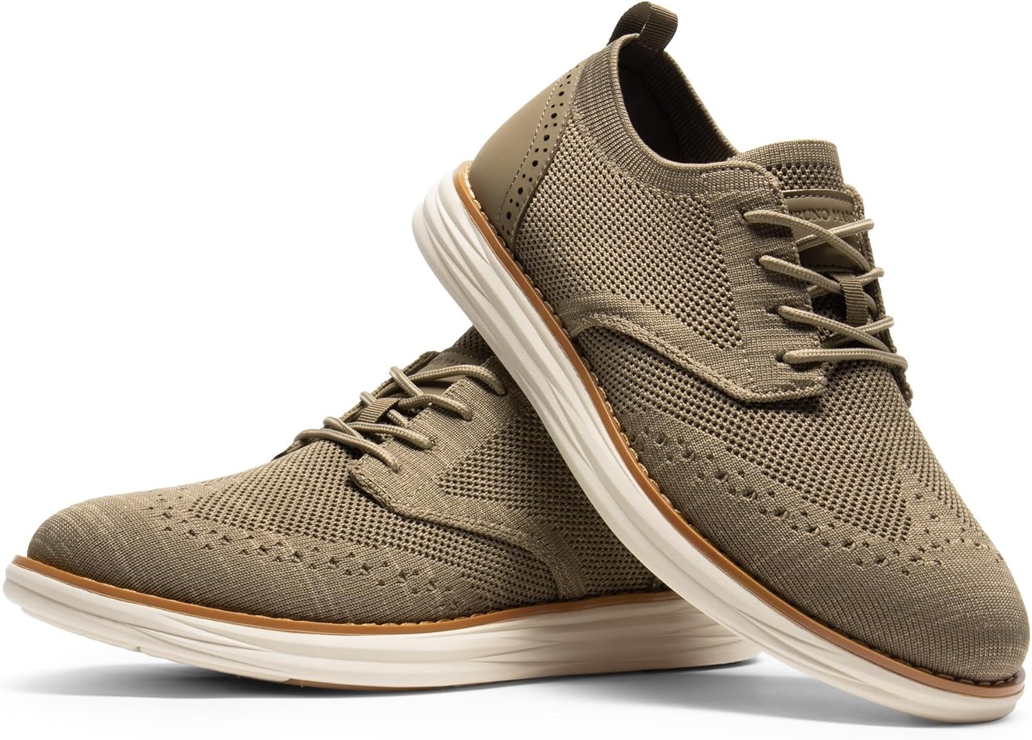 image:imageBruno Marc Mens KnitFlex Craft Mesh Oxfords Sneakers Casual Dress LaceUp Lightweight Walking Shoes6khaki