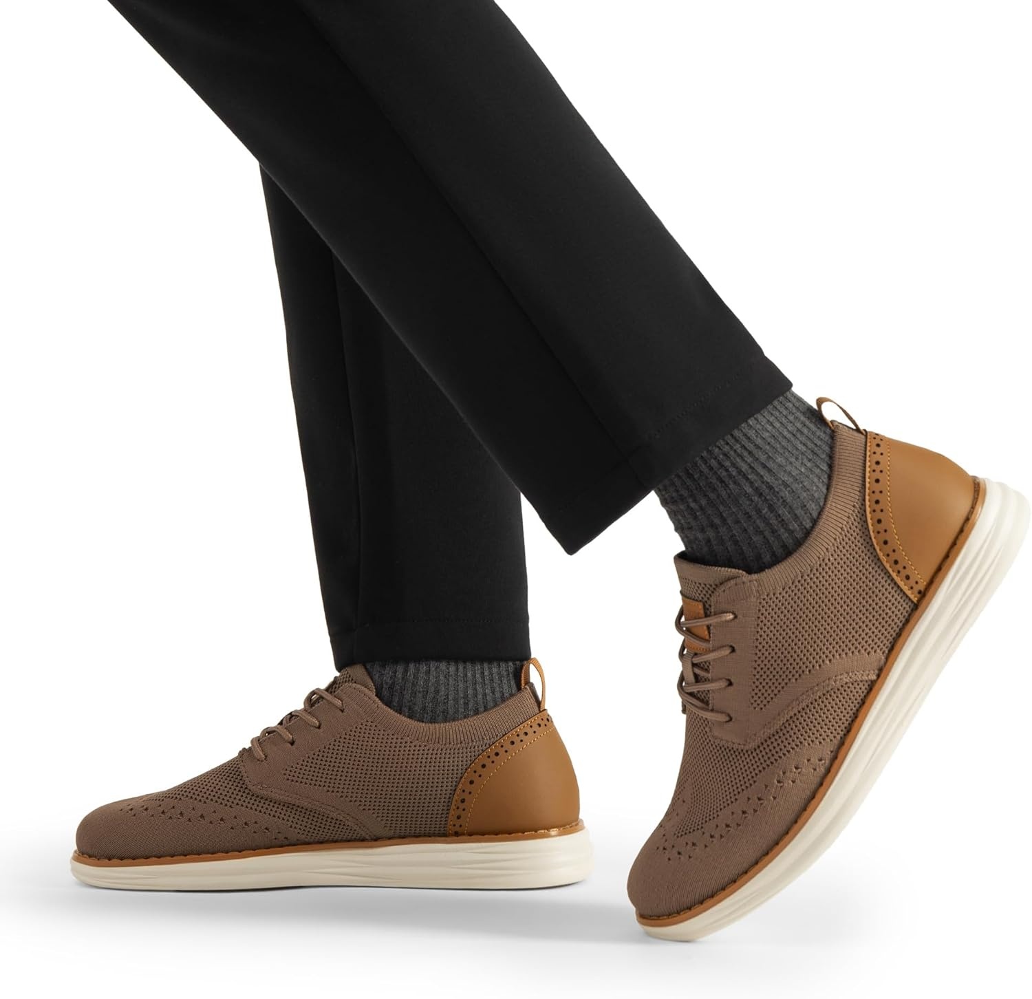 image:imageBruno Marc Mens KnitFlex Craft Mesh Oxfords Sneakers Casual Dress LaceUp Lightweight Walking Shoes6light Brown