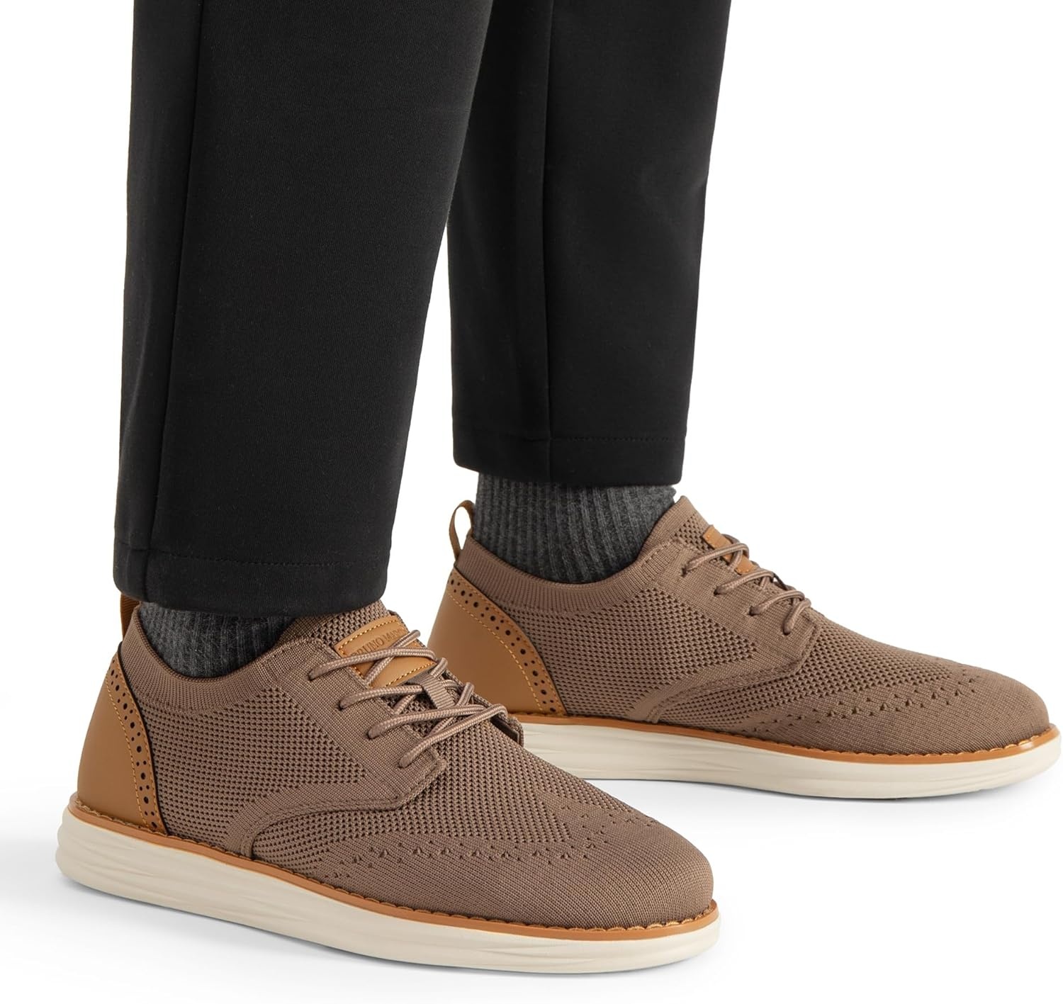 image:imageBruno Marc Mens KnitFlex Craft Mesh Oxfords Sneakers Casual Dress LaceUp Lightweight Walking Shoes6light Brown