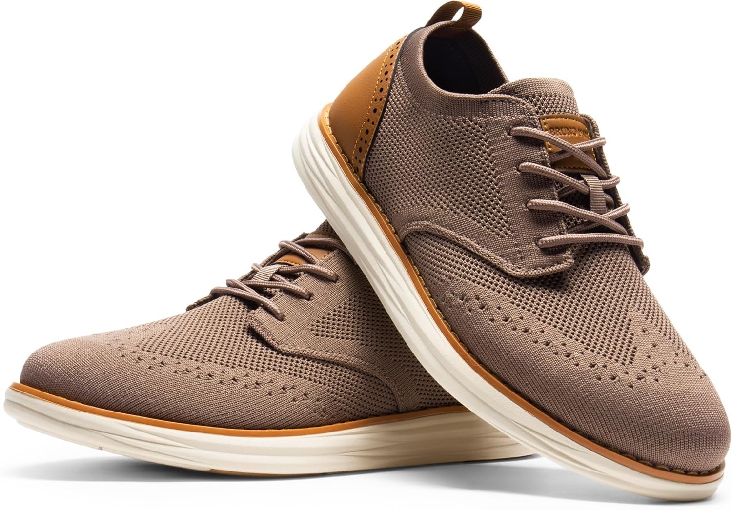 image:imageBruno Marc Mens KnitFlex Craft Mesh Oxfords Sneakers Casual Dress LaceUp Lightweight Walking Shoes6light Brown