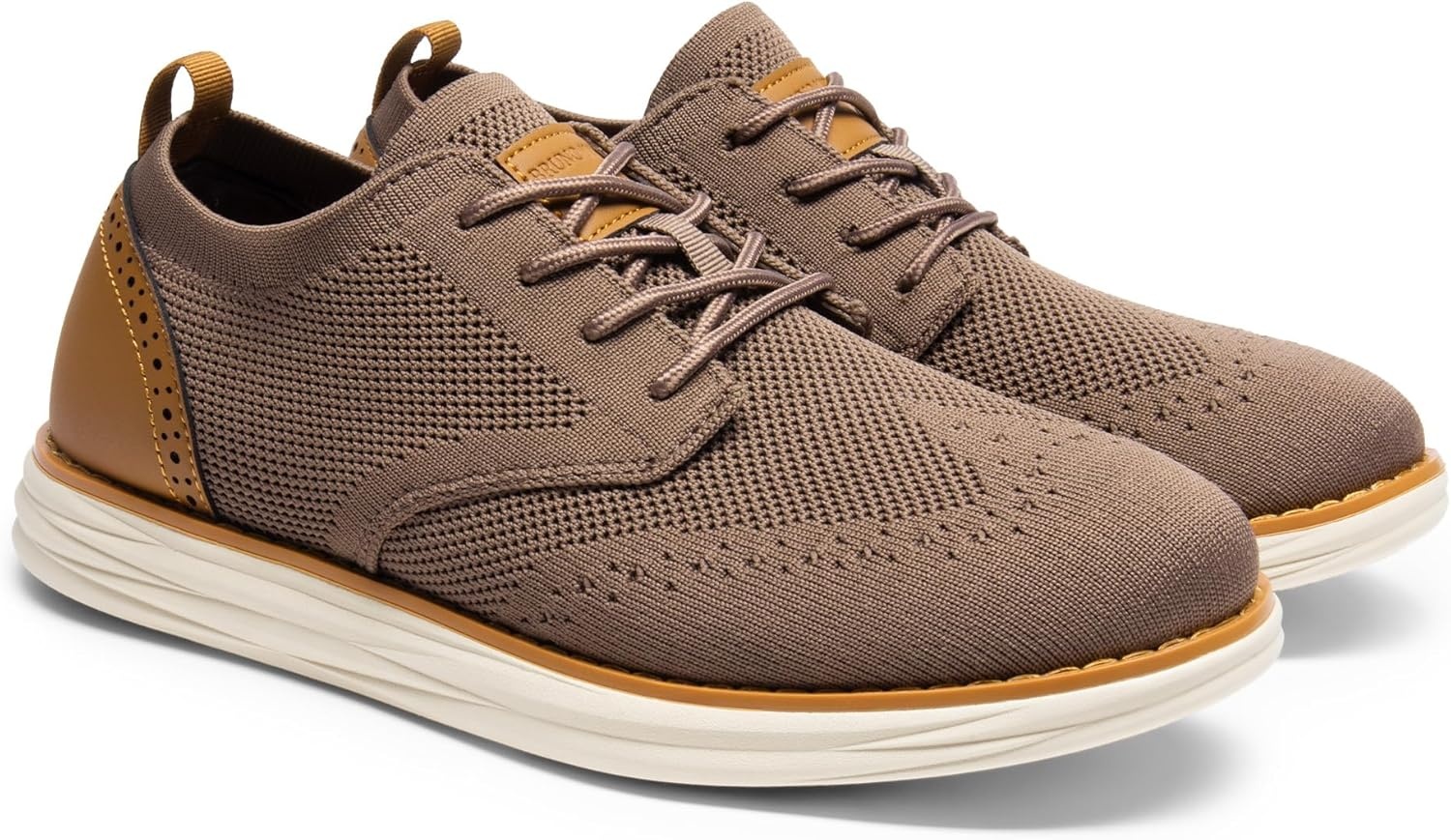 image:imageBruno Marc Mens KnitFlex Craft Mesh Oxfords Sneakers Casual Dress LaceUp Lightweight Walking Shoes6light Brown