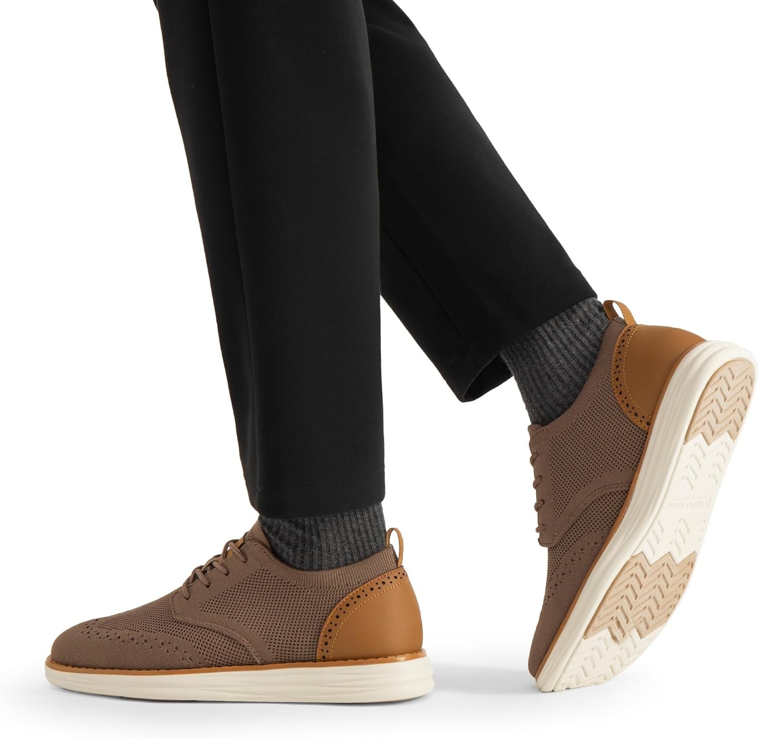 image:imageBruno Marc Mens KnitFlex Craft Mesh Oxfords Sneakers Casual Dress LaceUp Lightweight Walking Shoes6light Brown