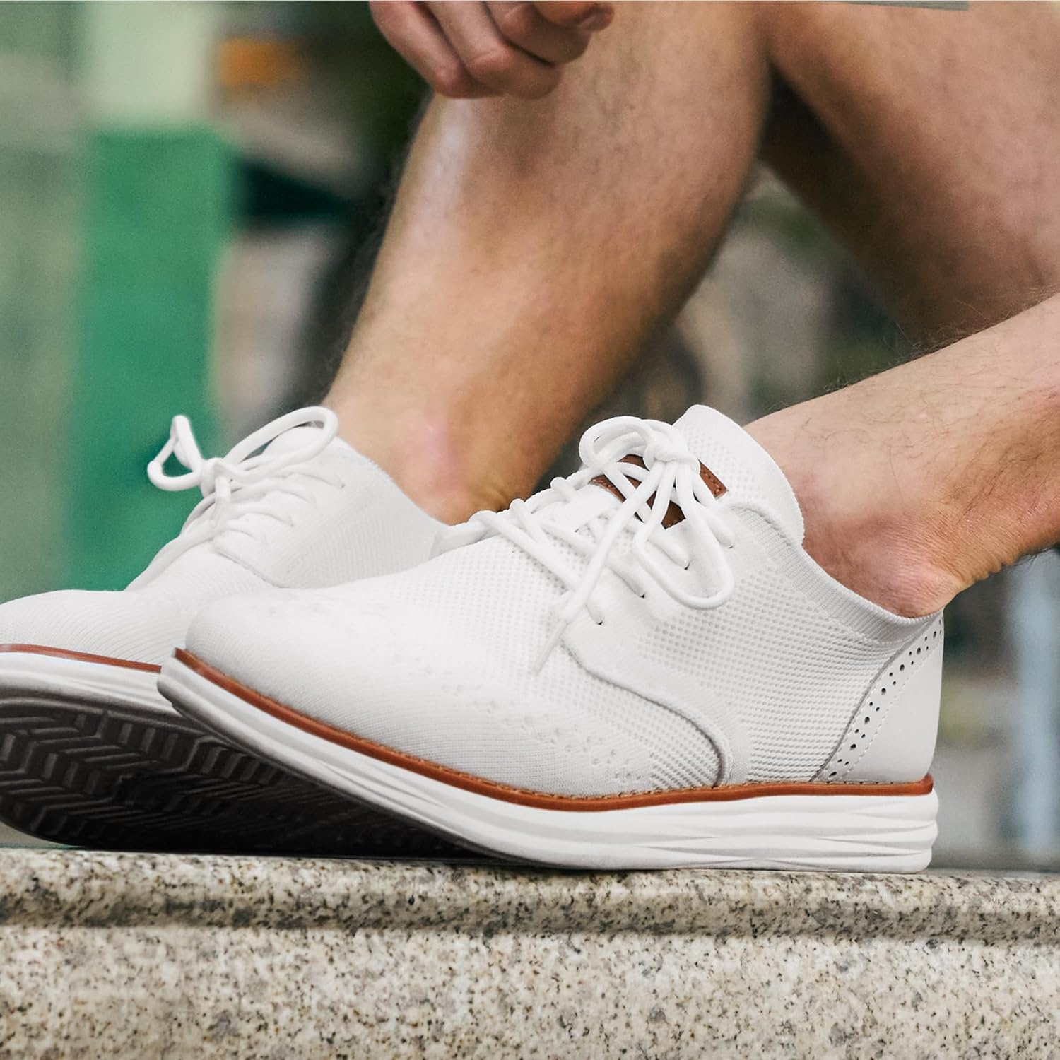 image:imageBruno Marc Mens KnitFlex Craft Mesh Oxfords Sneakers Casual Dress LaceUp Lightweight Walking Shoes6white