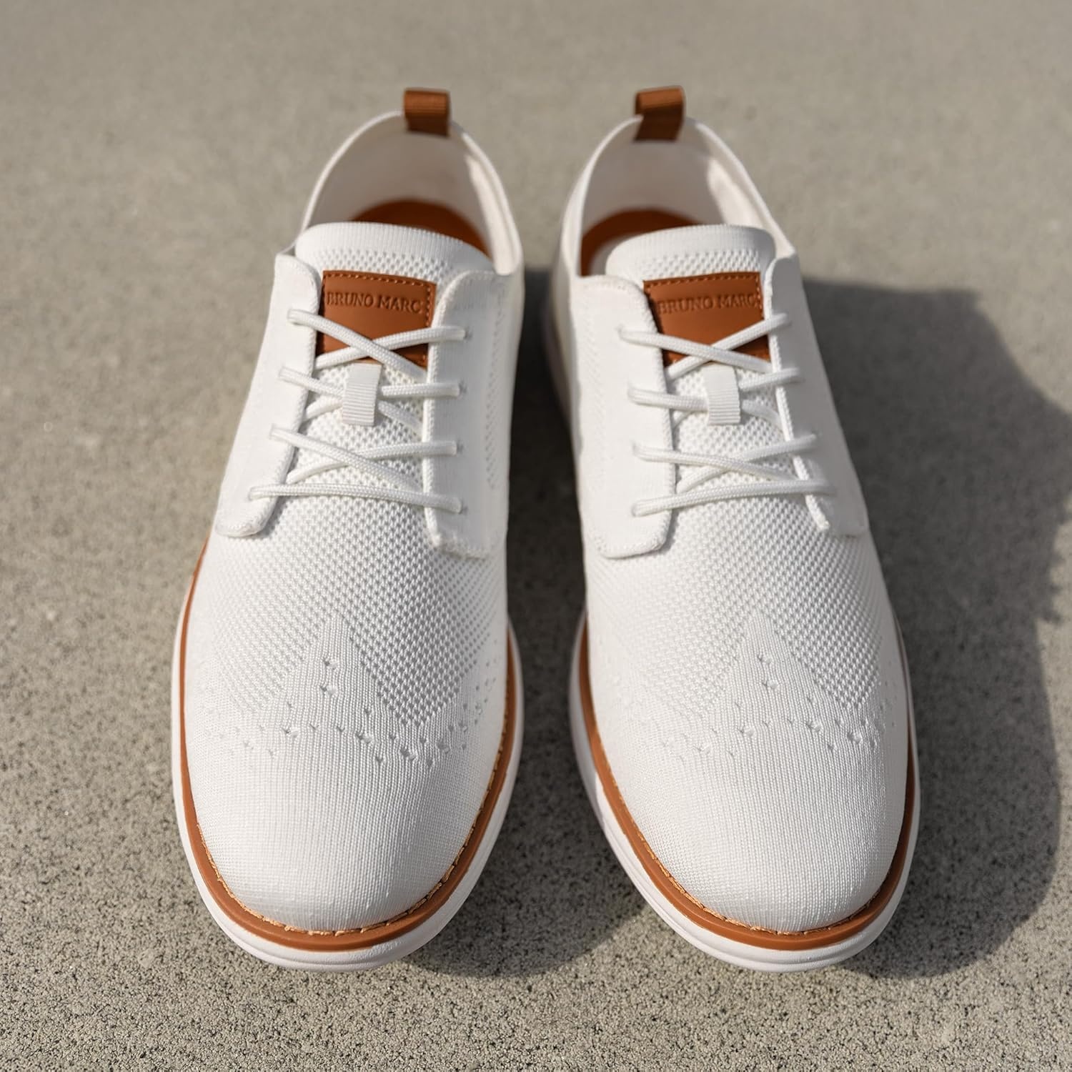 image:imageBruno Marc Mens KnitFlex Craft Mesh Oxfords Sneakers Casual Dress LaceUp Lightweight Walking Shoes6white