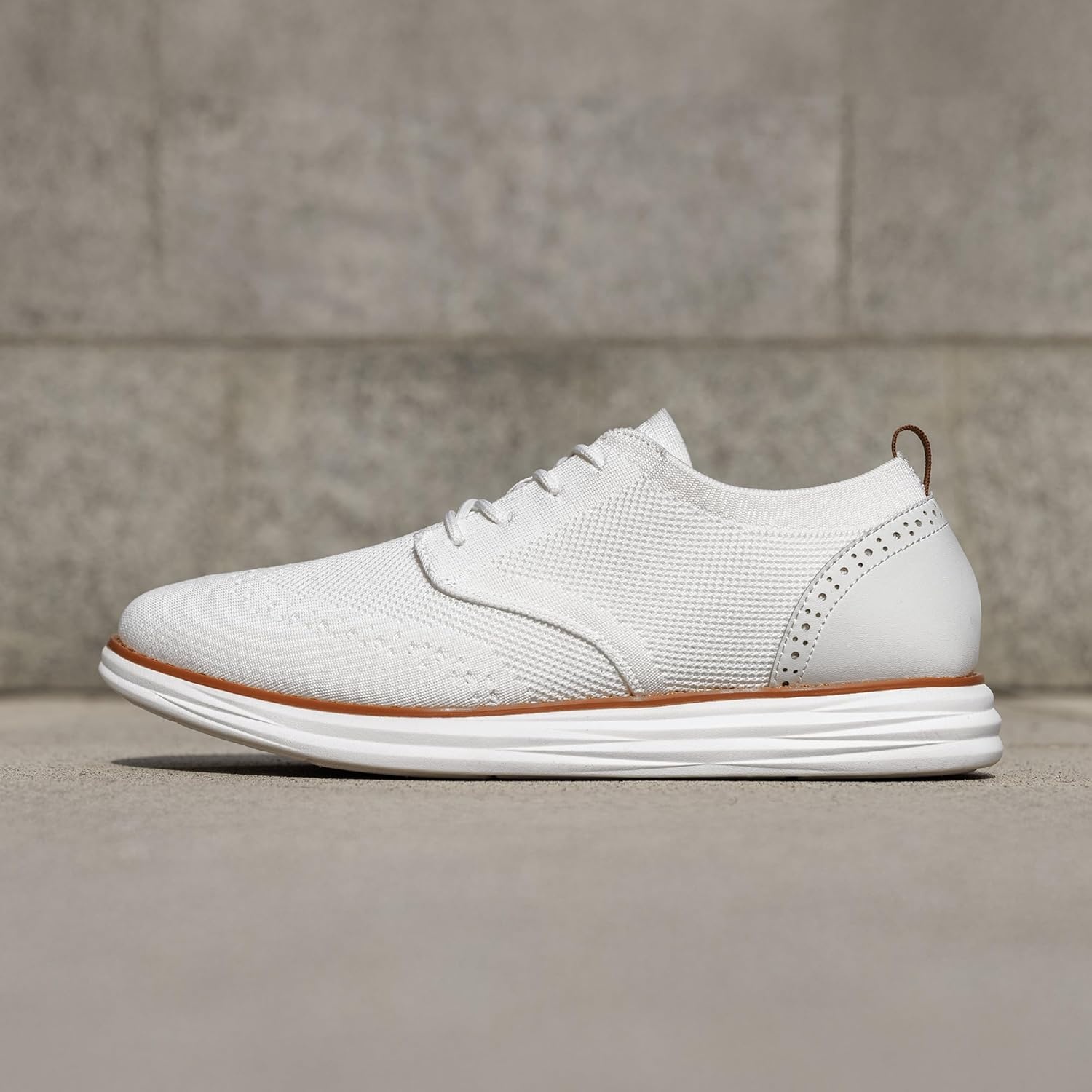 image:imageBruno Marc Mens KnitFlex Craft Mesh Oxfords Sneakers Casual Dress LaceUp Lightweight Walking Shoes6white