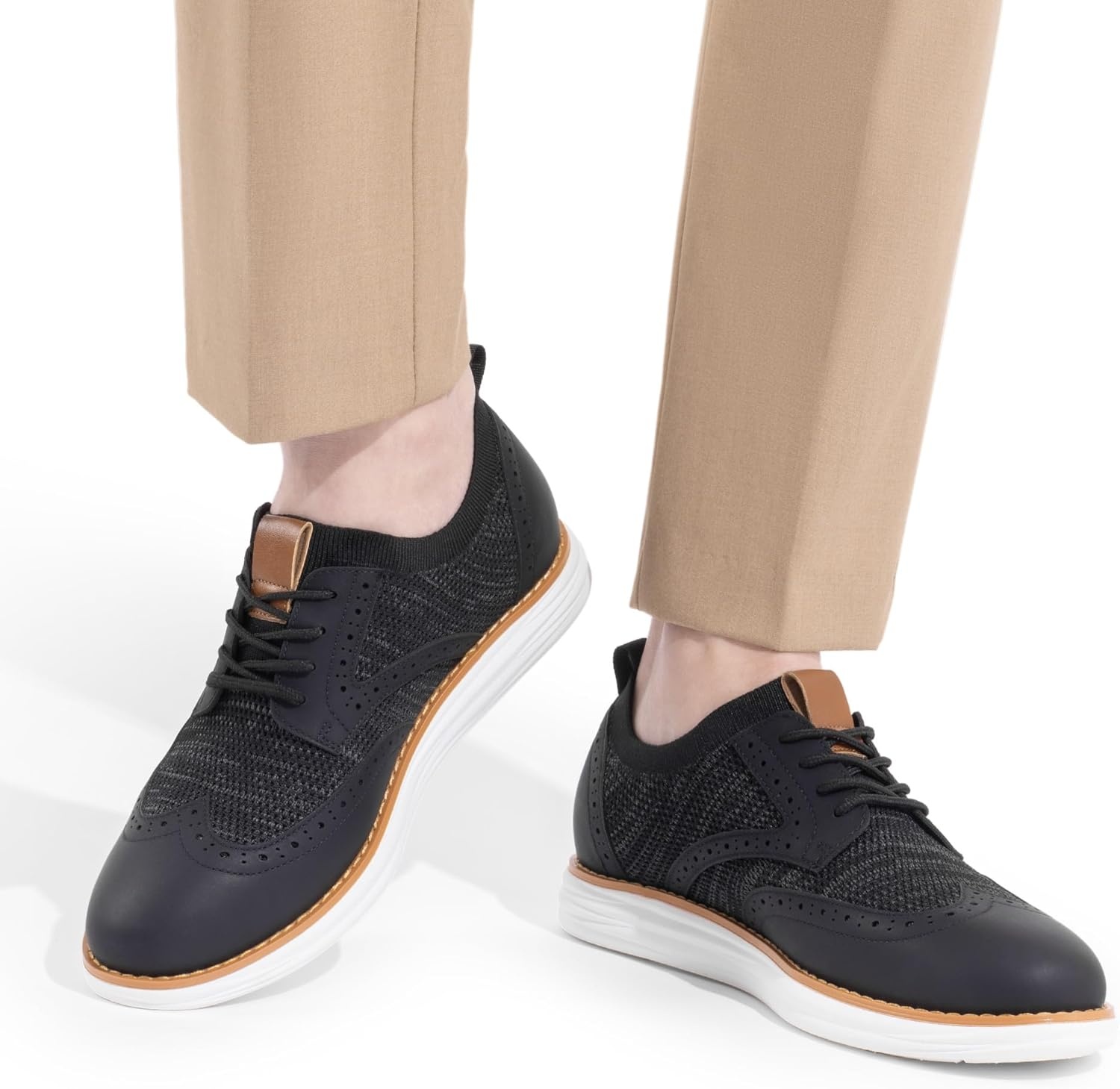 image:imageBruno Marc Mens KnitFlex Craft Mesh Oxfords Sneakers Casual Dress LaceUp Lightweight Walking Shoes8black