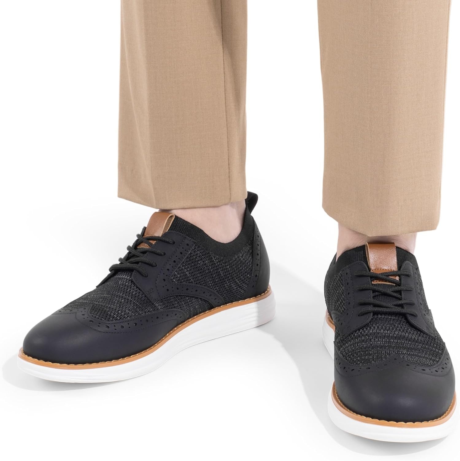 image:imageBruno Marc Mens KnitFlex Craft Mesh Oxfords Sneakers Casual Dress LaceUp Lightweight Walking Shoes8black