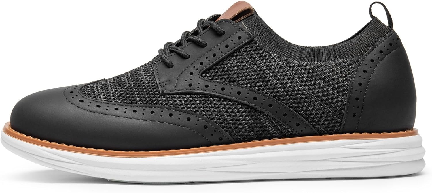 image:imageBruno Marc Mens KnitFlex Craft Mesh Oxfords Sneakers Casual Dress LaceUp Lightweight Walking Shoes8black