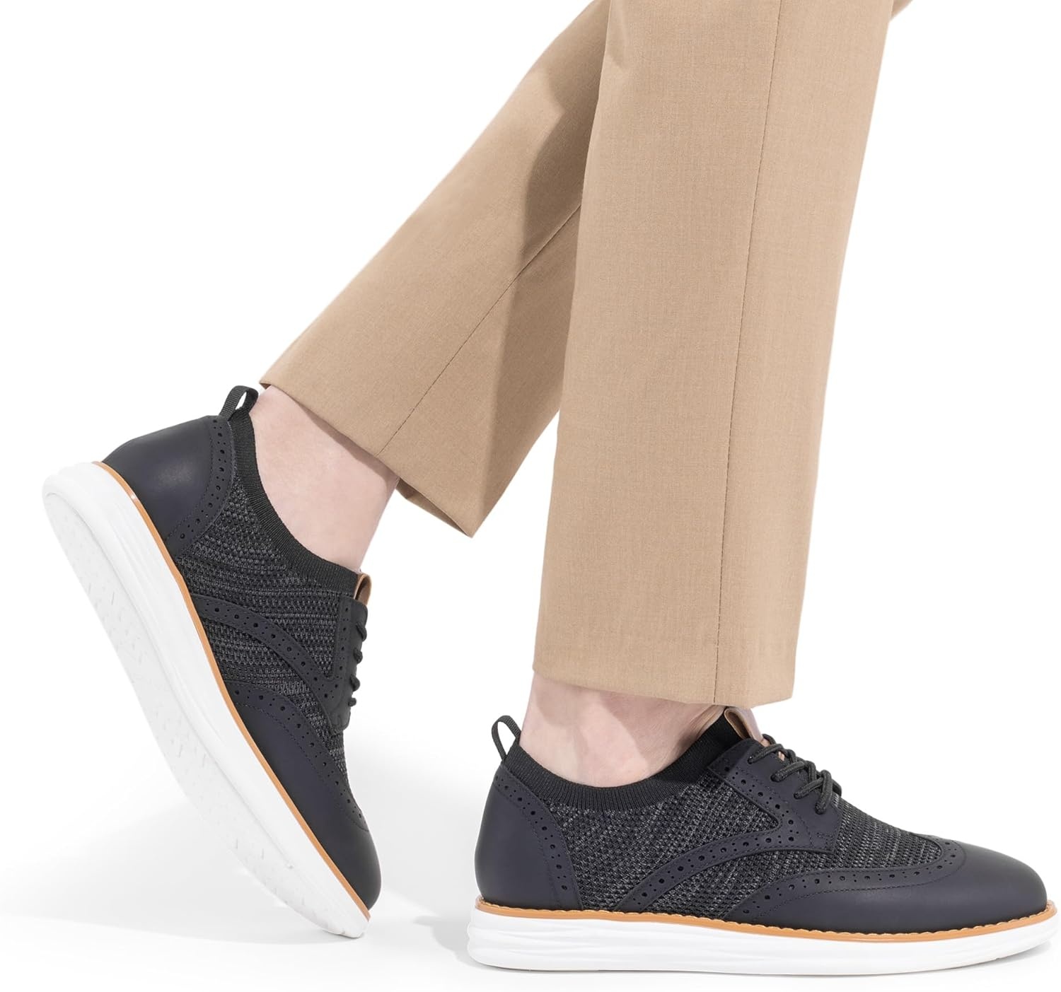 image:imageBruno Marc Mens KnitFlex Craft Mesh Oxfords Sneakers Casual Dress LaceUp Lightweight Walking Shoes8black