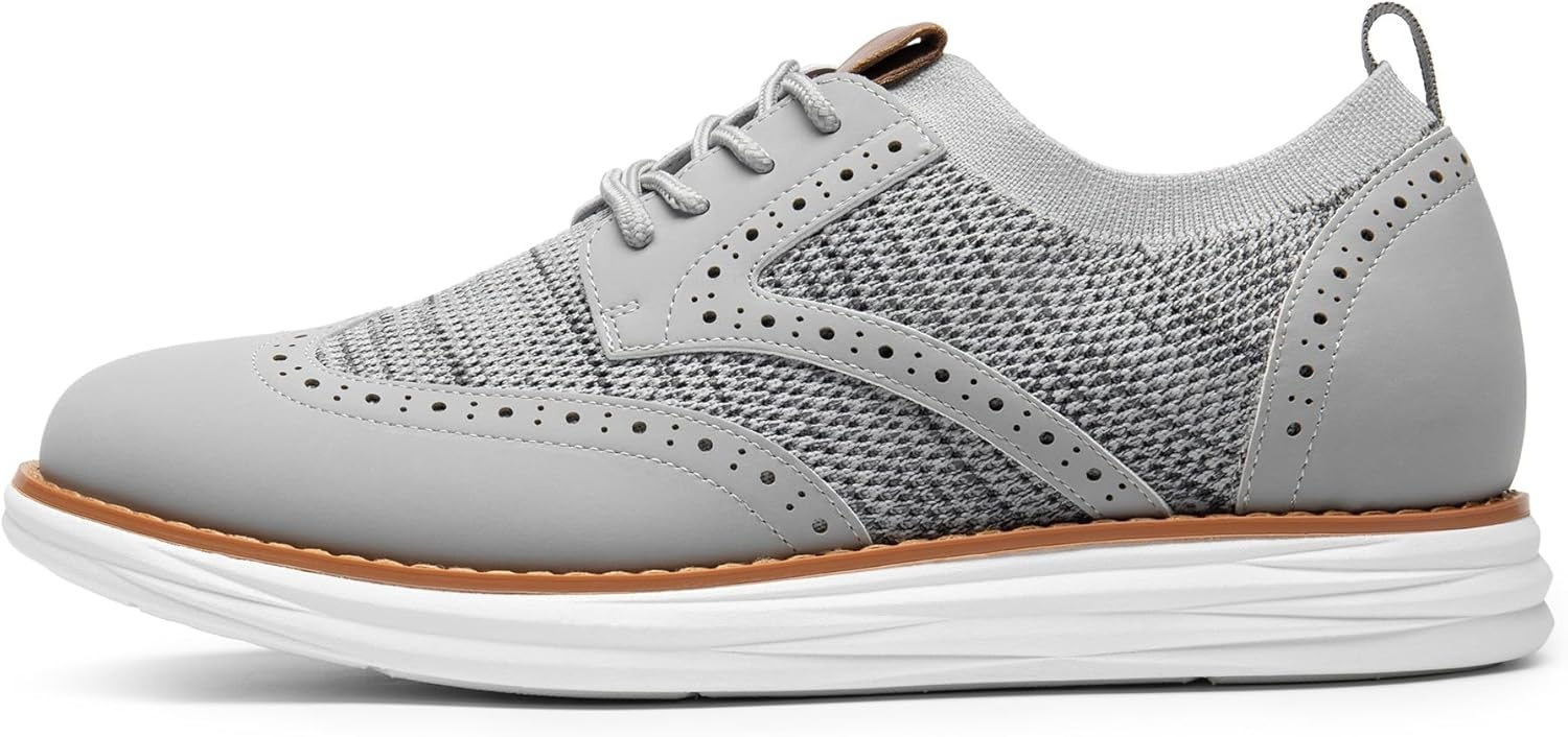 image:imageBruno Marc Mens KnitFlex Craft Mesh Oxfords Sneakers Casual Dress LaceUp Lightweight Walking Shoes8grey