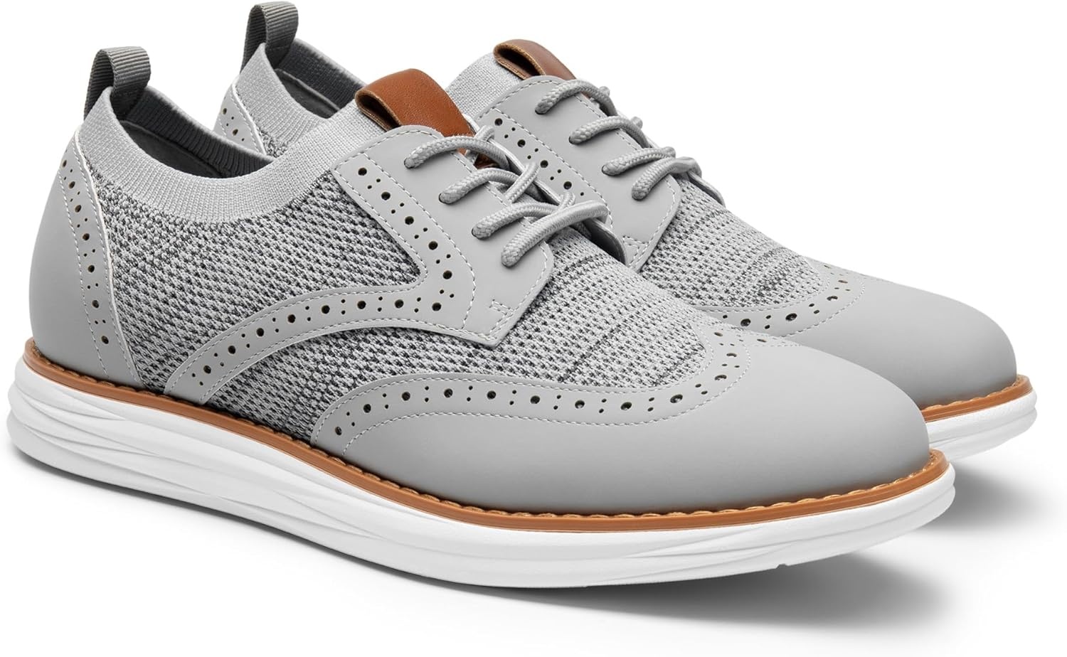 image:imageBruno Marc Mens KnitFlex Craft Mesh Oxfords Sneakers Casual Dress LaceUp Lightweight Walking Shoes8grey