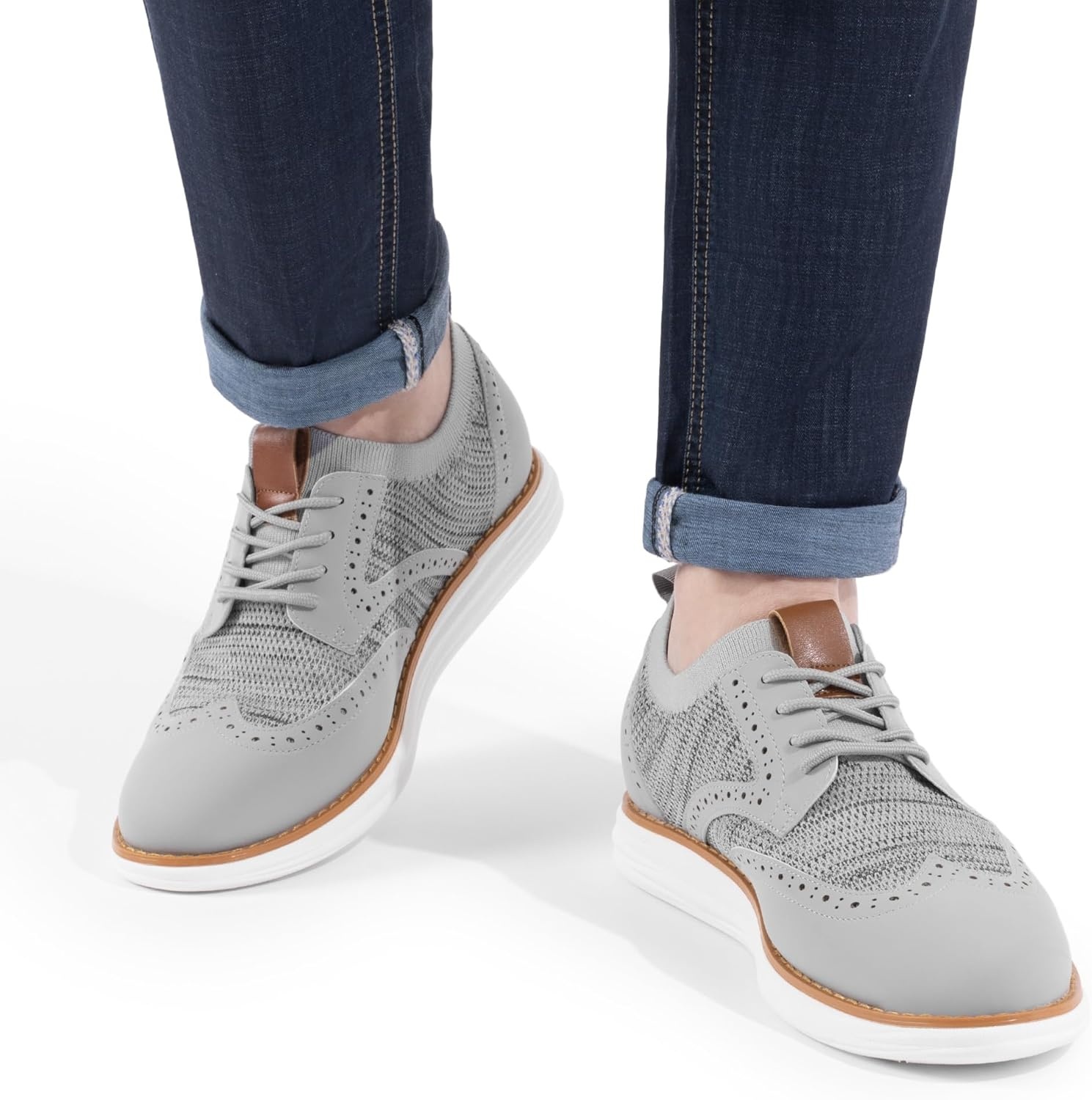 image:imageBruno Marc Mens KnitFlex Craft Mesh Oxfords Sneakers Casual Dress LaceUp Lightweight Walking Shoes8grey