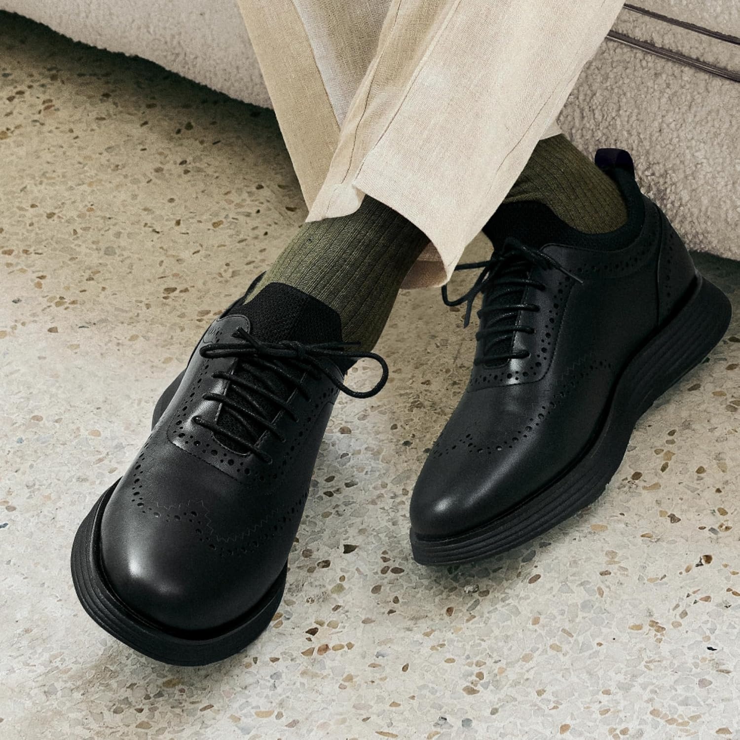 image:imageBruno Marc Mens MaxFlex Dress Sneakers Oxfords Casual Wingtip Brogue ShoesAll Black
