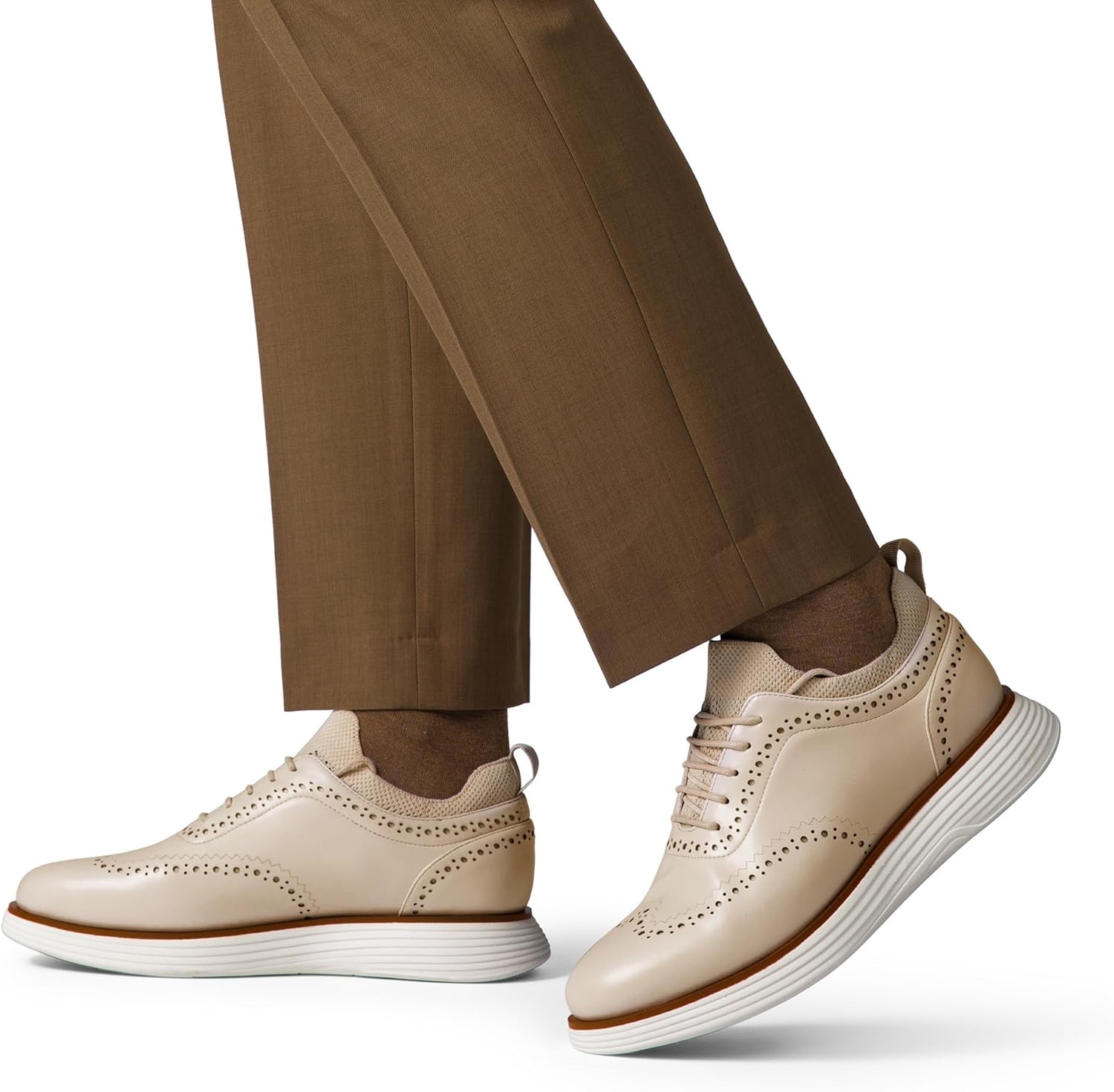 image:imageBruno Marc Mens MaxFlex Dress Sneakers Oxfords Casual Wingtip Brogue ShoesApricotpu