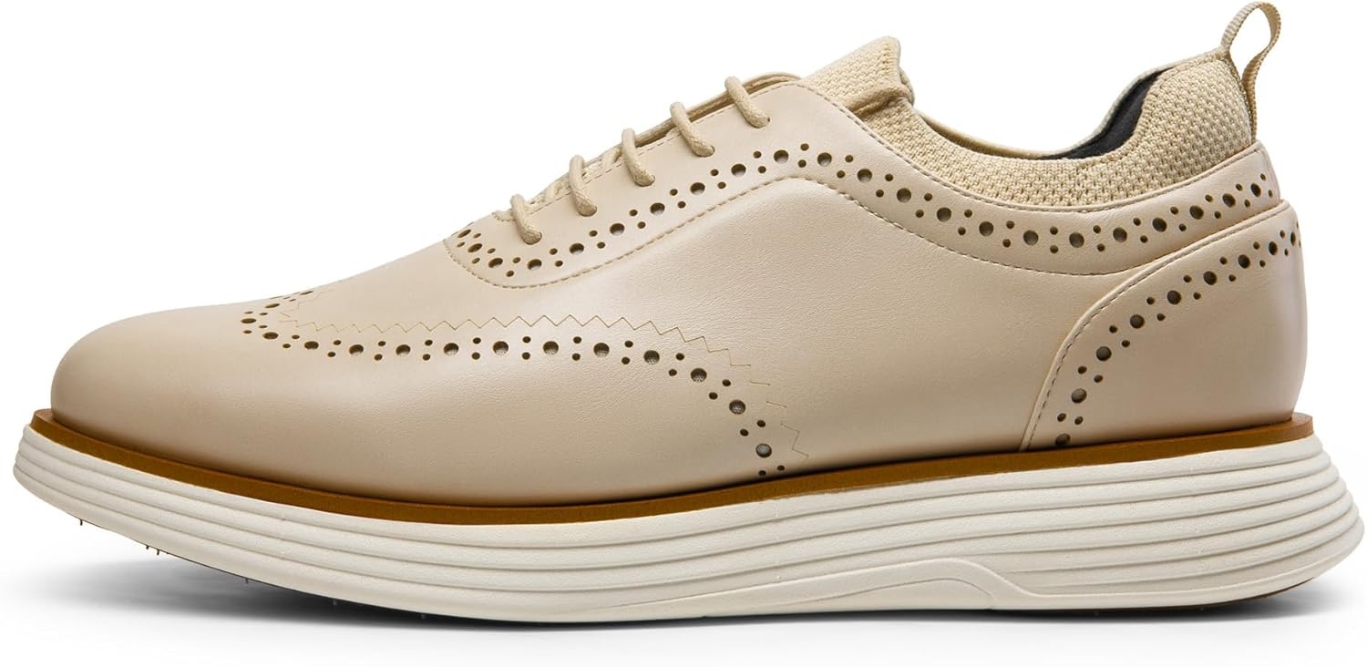 image:imageBruno Marc Mens MaxFlex Dress Sneakers Oxfords Casual Wingtip Brogue ShoesApricotpu