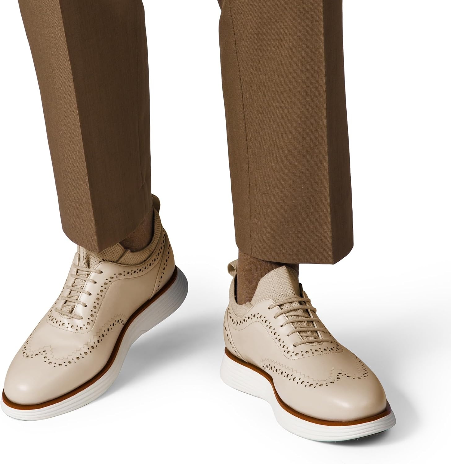 image:imageBruno Marc Mens MaxFlex Dress Sneakers Oxfords Casual Wingtip Brogue ShoesApricotpu