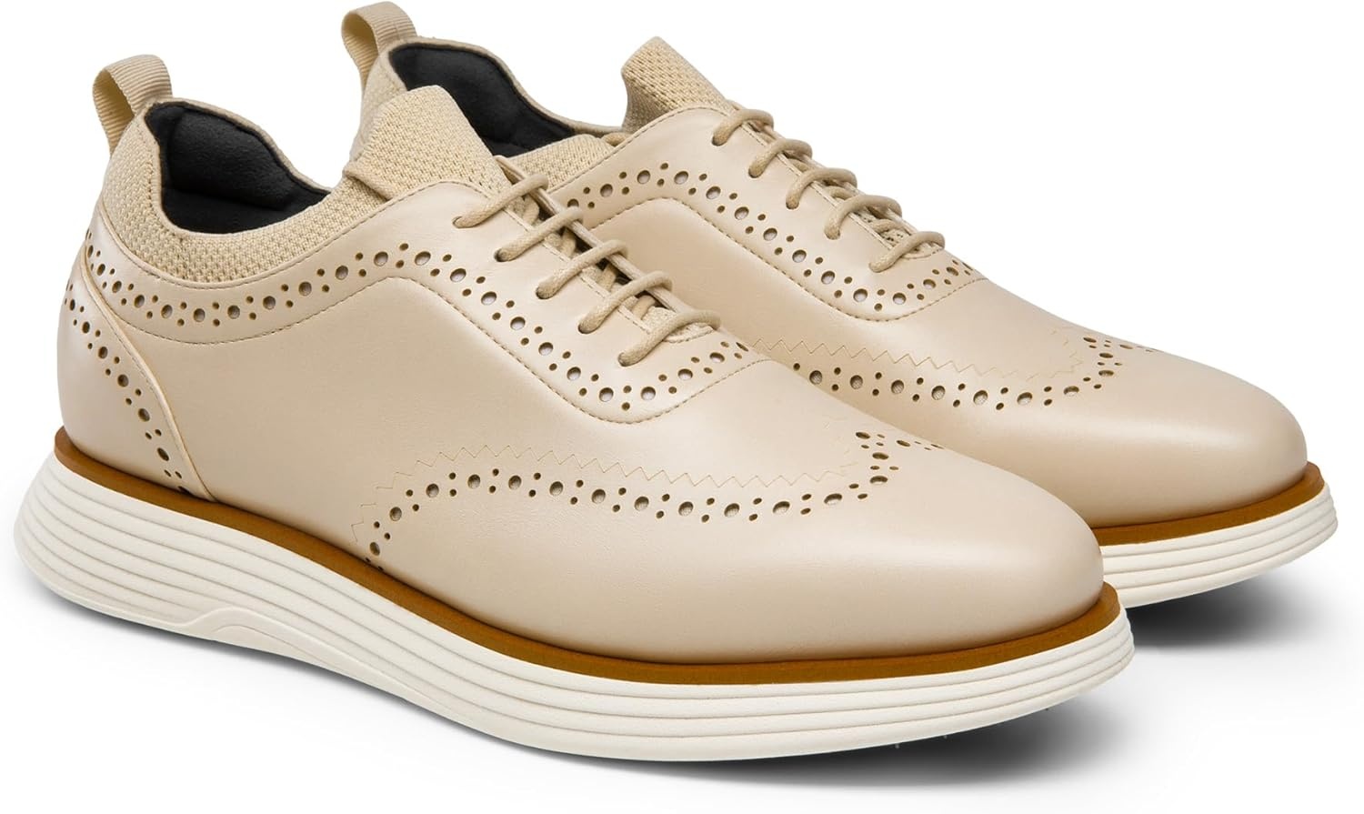 image:imageBruno Marc Mens MaxFlex Dress Sneakers Oxfords Casual Wingtip Brogue ShoesApricotpu
