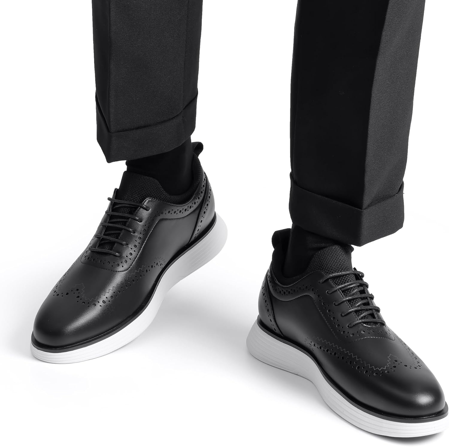 image:imageBruno Marc Mens MaxFlex Dress Sneakers Oxfords Casual Wingtip Brogue ShoesBlack