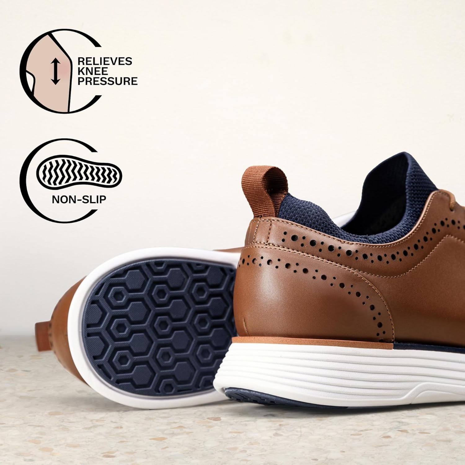 image:imageBruno Marc Mens MaxFlex Dress Sneakers Oxfords Casual Wingtip Brogue ShoesBrown