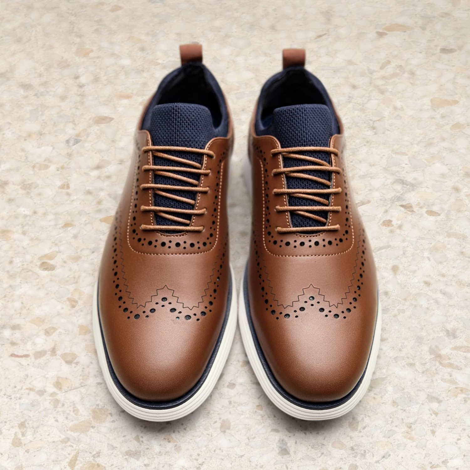 image:imageBruno Marc Mens MaxFlex Dress Sneakers Oxfords Casual Wingtip Brogue ShoesBrown