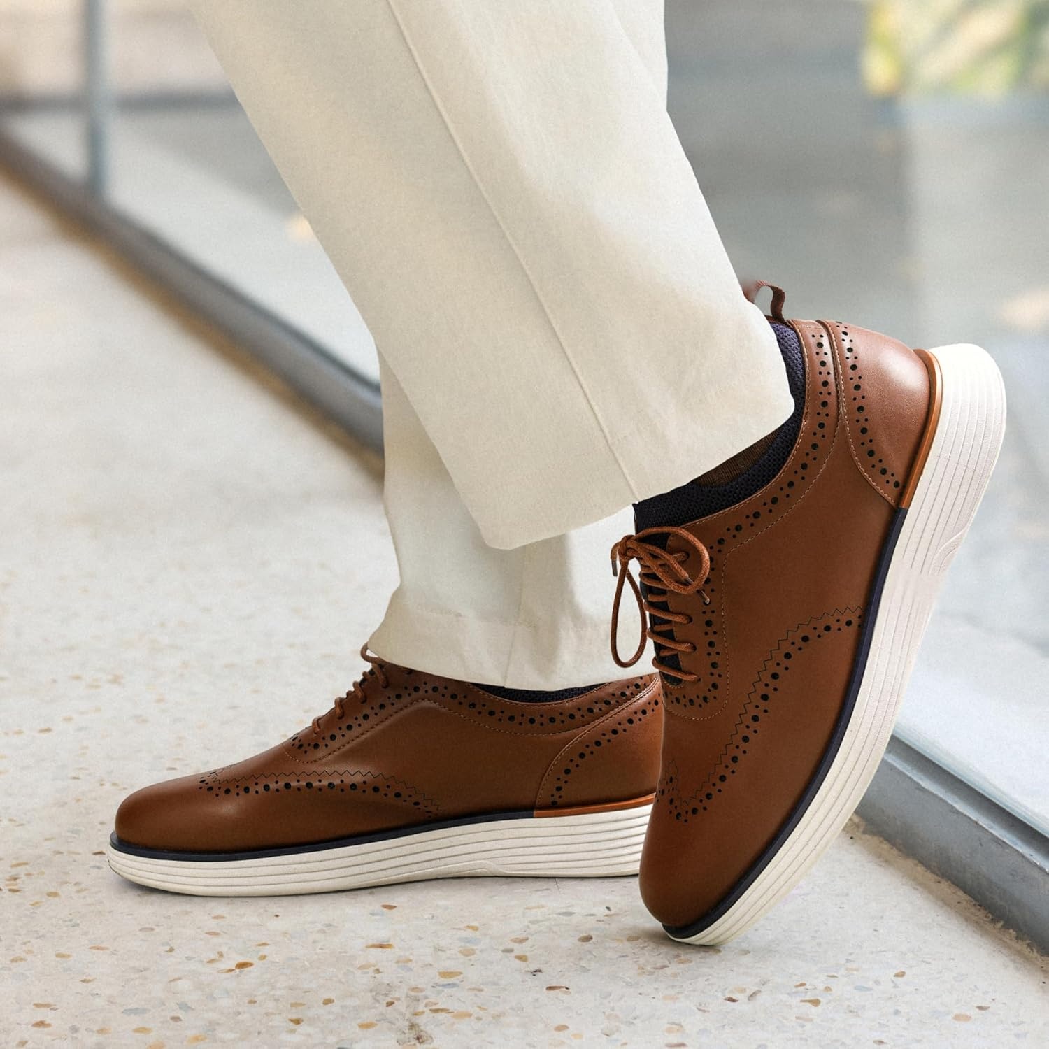 image:imageBruno Marc Mens MaxFlex Dress Sneakers Oxfords Casual Wingtip Brogue ShoesBrown