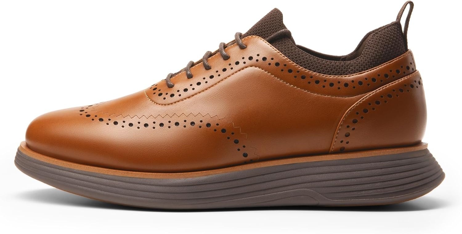 image:imageBruno Marc Mens MaxFlex Dress Sneakers Oxfords Casual Wingtip Brogue ShoesLight BrownCoffee