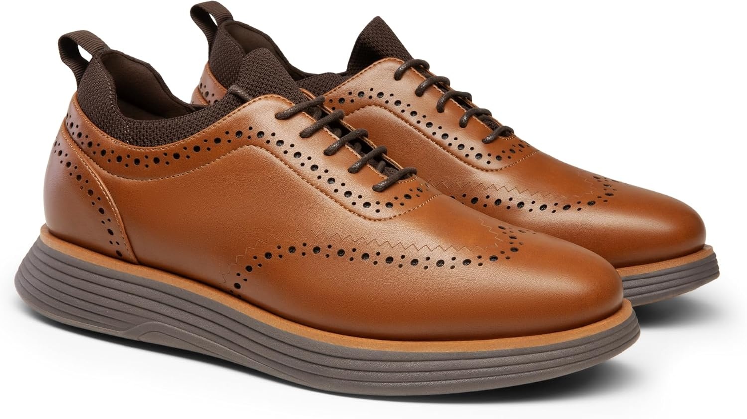 image:imageBruno Marc Mens MaxFlex Dress Sneakers Oxfords Casual Wingtip Brogue ShoesLight BrownCoffee