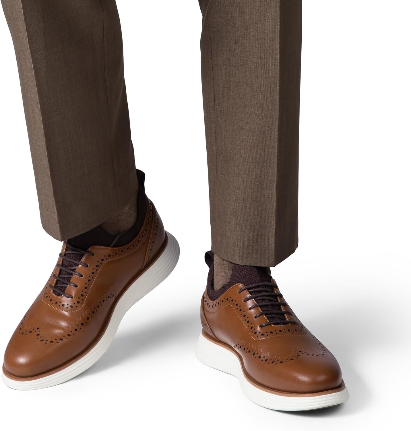 image:imageBruno Marc Mens MaxFlex Dress Sneakers Oxfords Casual Wingtip Brogue ShoesLight Brownpu