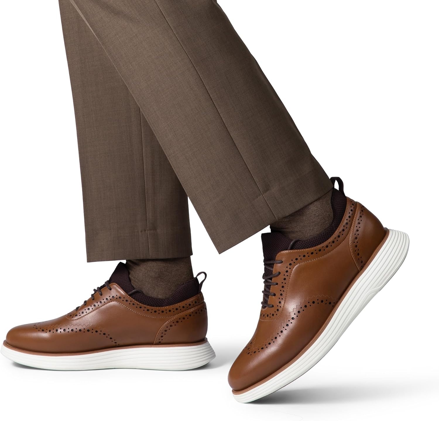 image:imageBruno Marc Mens MaxFlex Dress Sneakers Oxfords Casual Wingtip Brogue ShoesLight Brownpu