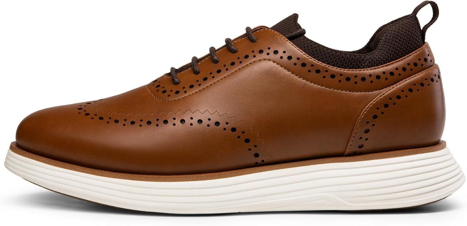 image:imageBruno Marc Mens MaxFlex Dress Sneakers Oxfords Casual Wingtip Brogue ShoesLight Brownpu