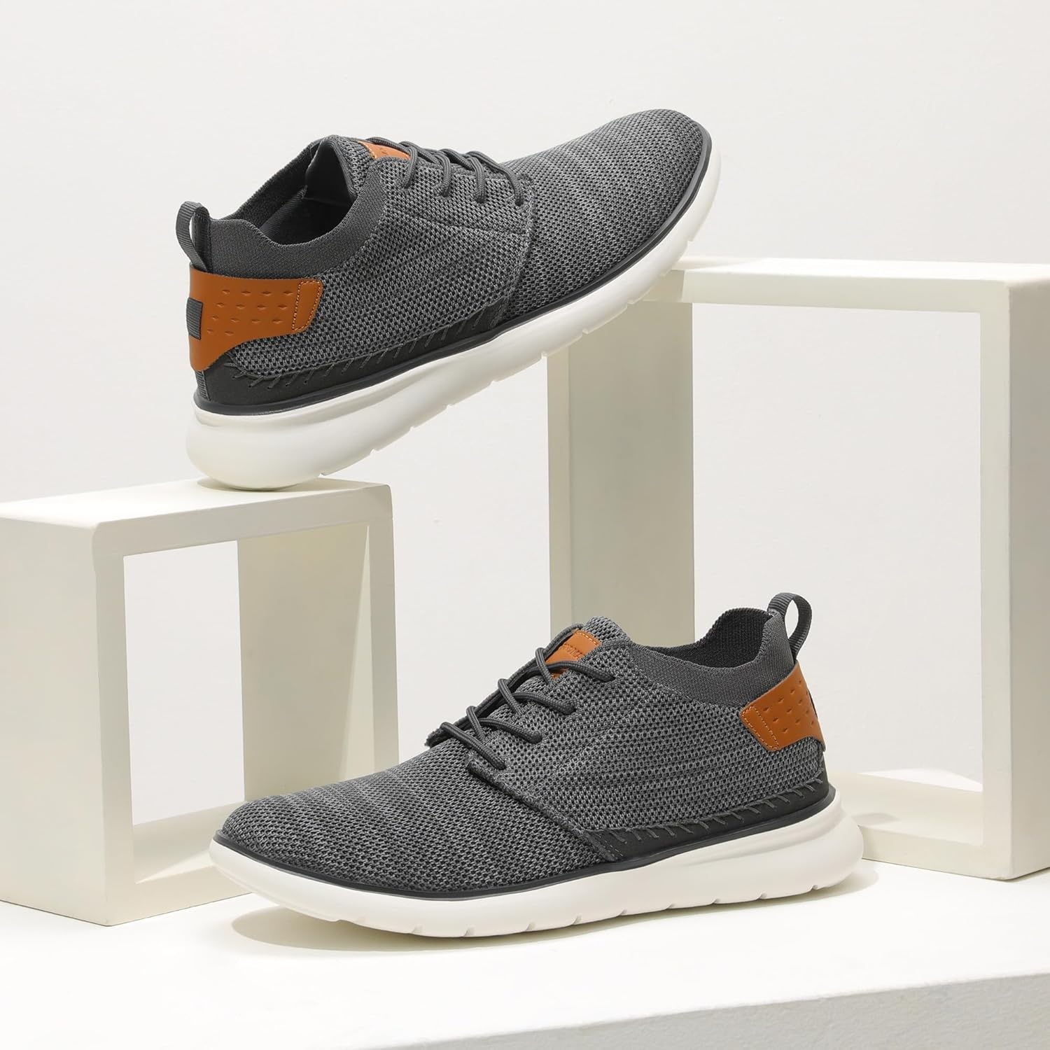 image:imageBruno Marc Mens Mesh Fabric Fashion Sneakers Casual Oxfords Lightweight Breathable Versatile Walking ShoesDarkGrey